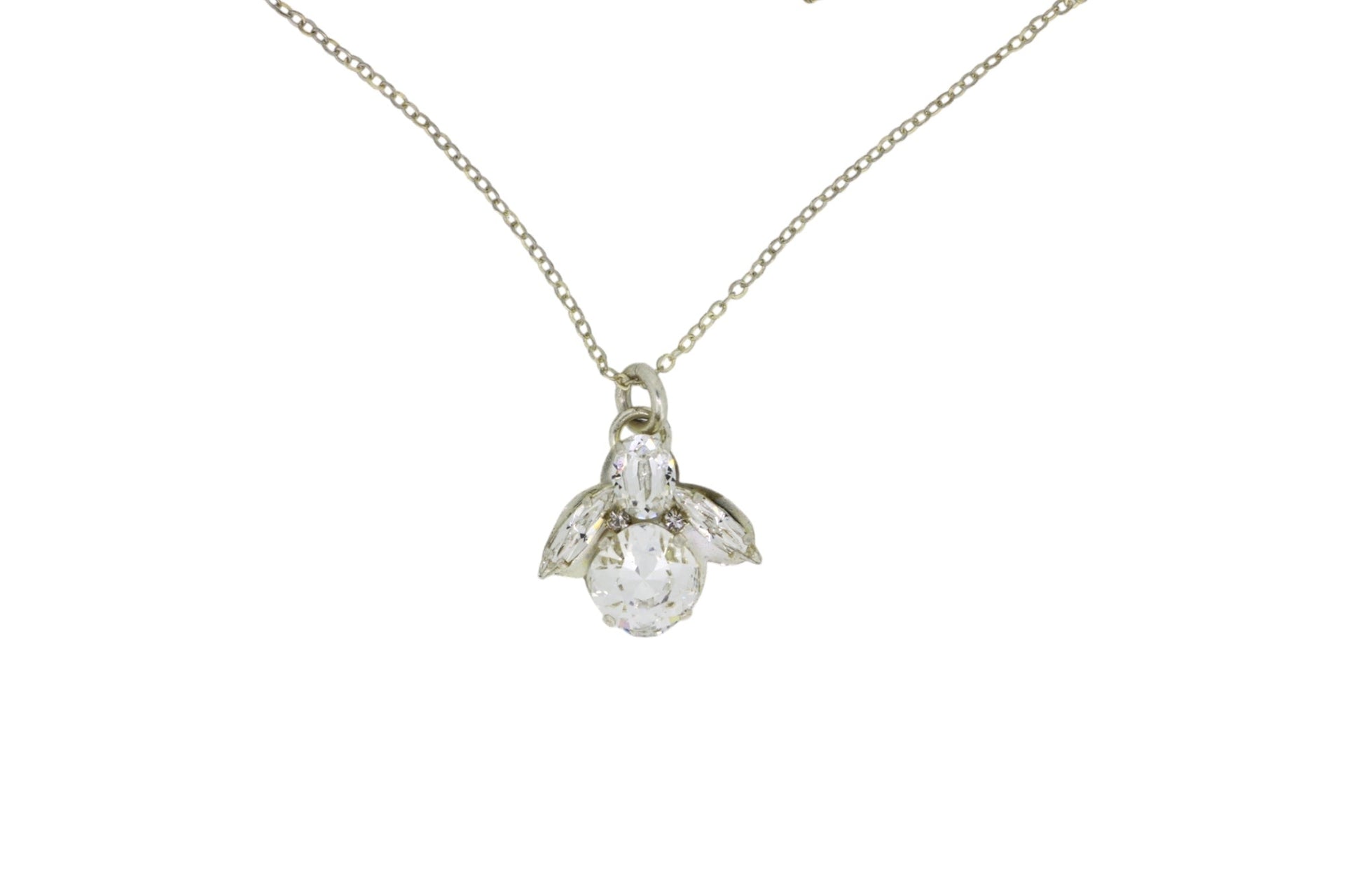 The Clear Bee Necklace In Platinum - Long