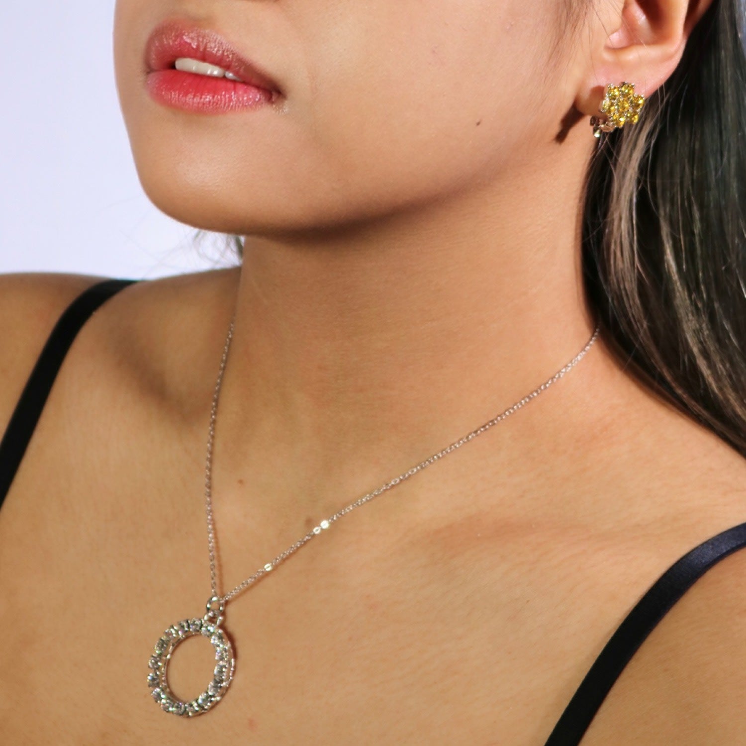 The Clear Hoop Necklace In Platinum - Long