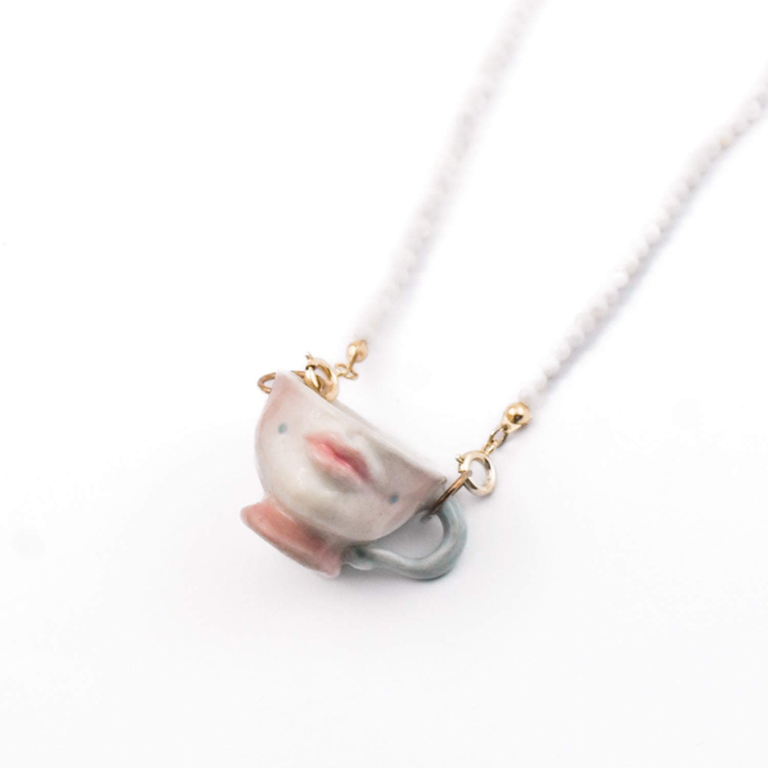 The Cup Theater Mini Porcelain Cup Shell Beads Necklace