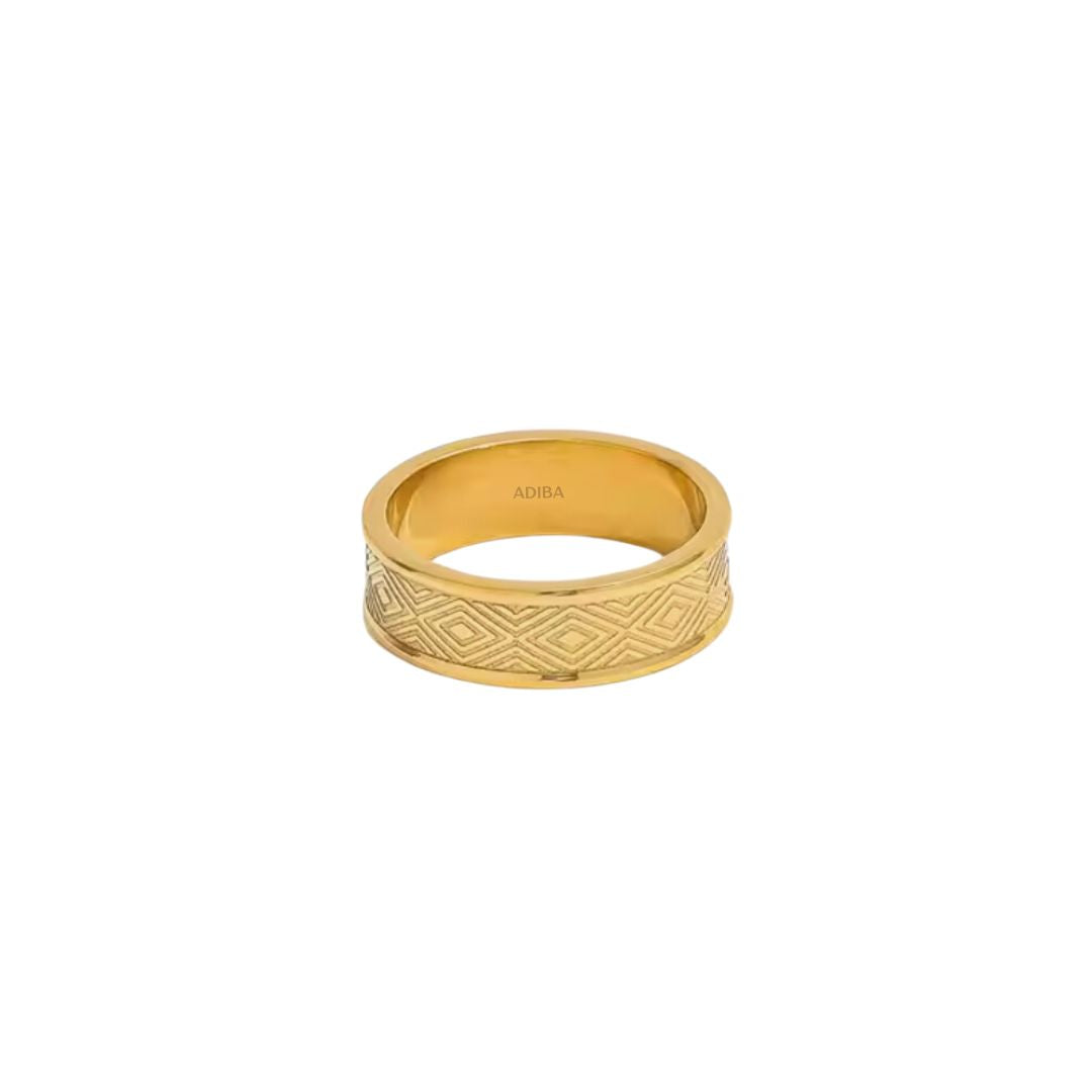 The Diamonds Pattern Gold Plated Stainless Steel Ring