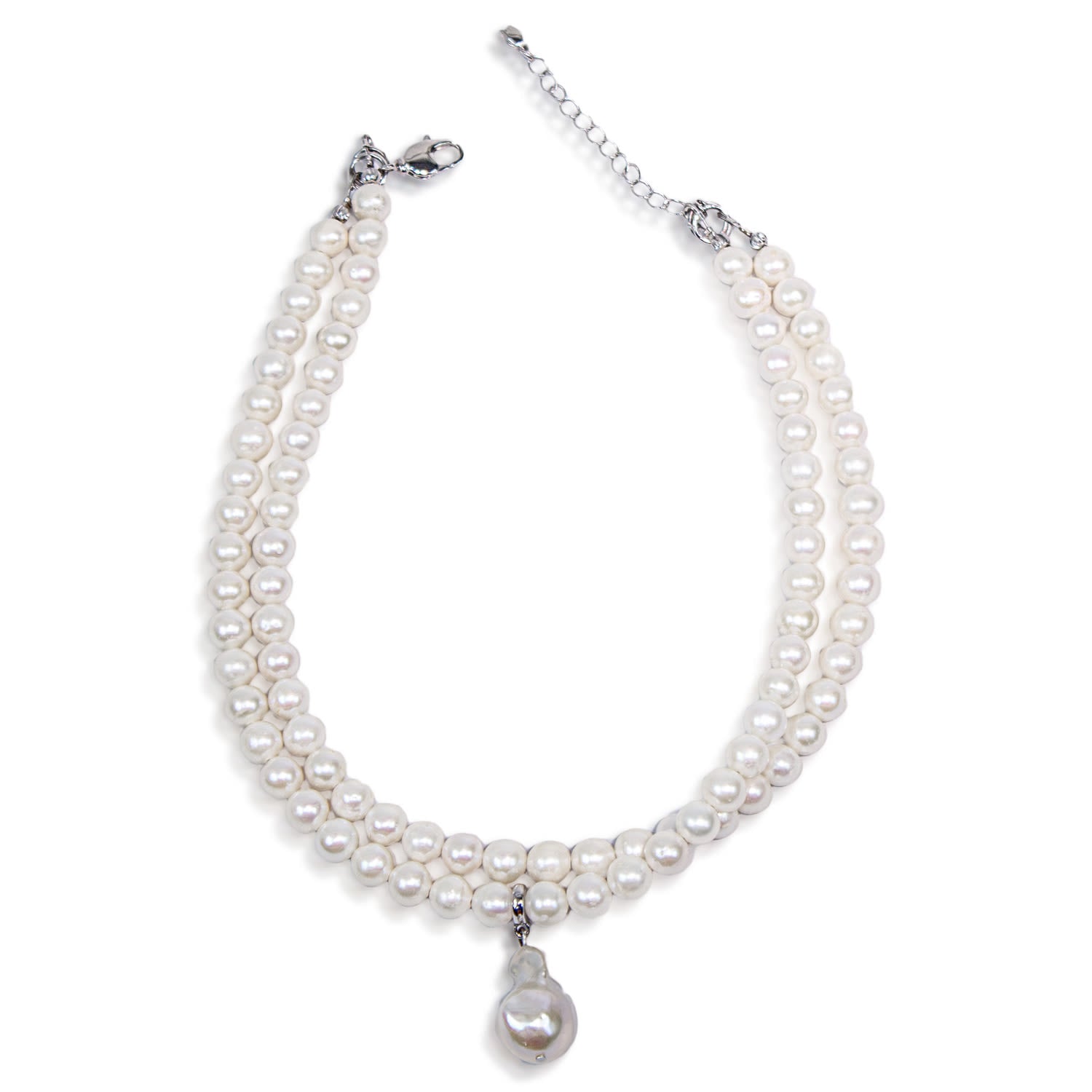 The Duchess Strand: Double Pearl Collar With Baroque