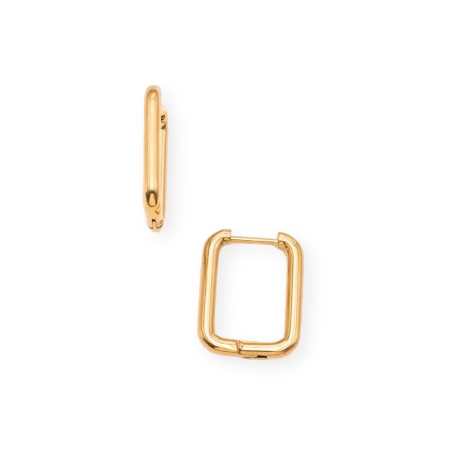 The Ellie Rectangle Tarnish Free Gold Classic Hoop