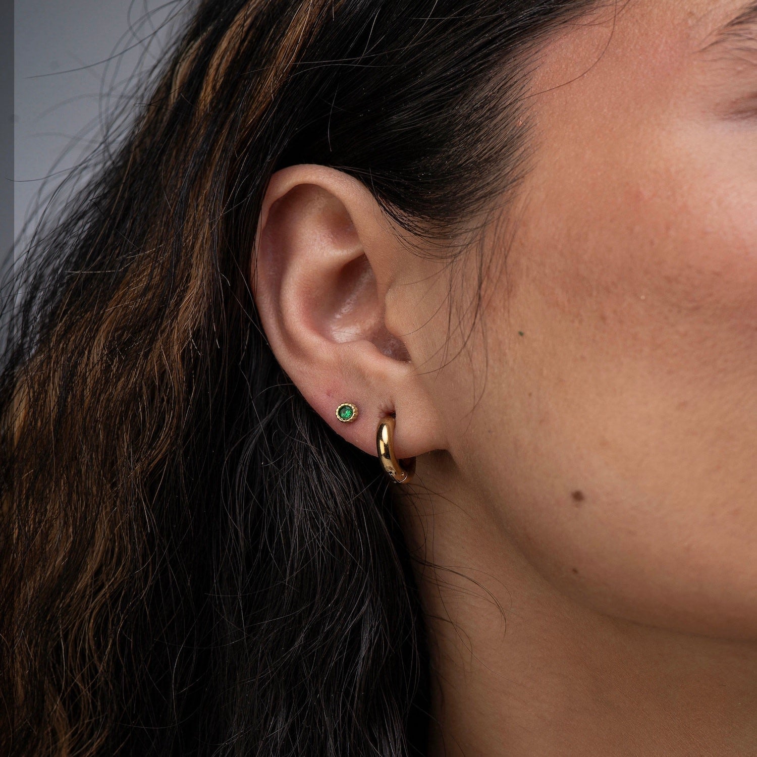 Bryn Huggie Gold Classic Hoops, Lightweight & Tarnish Free Gold