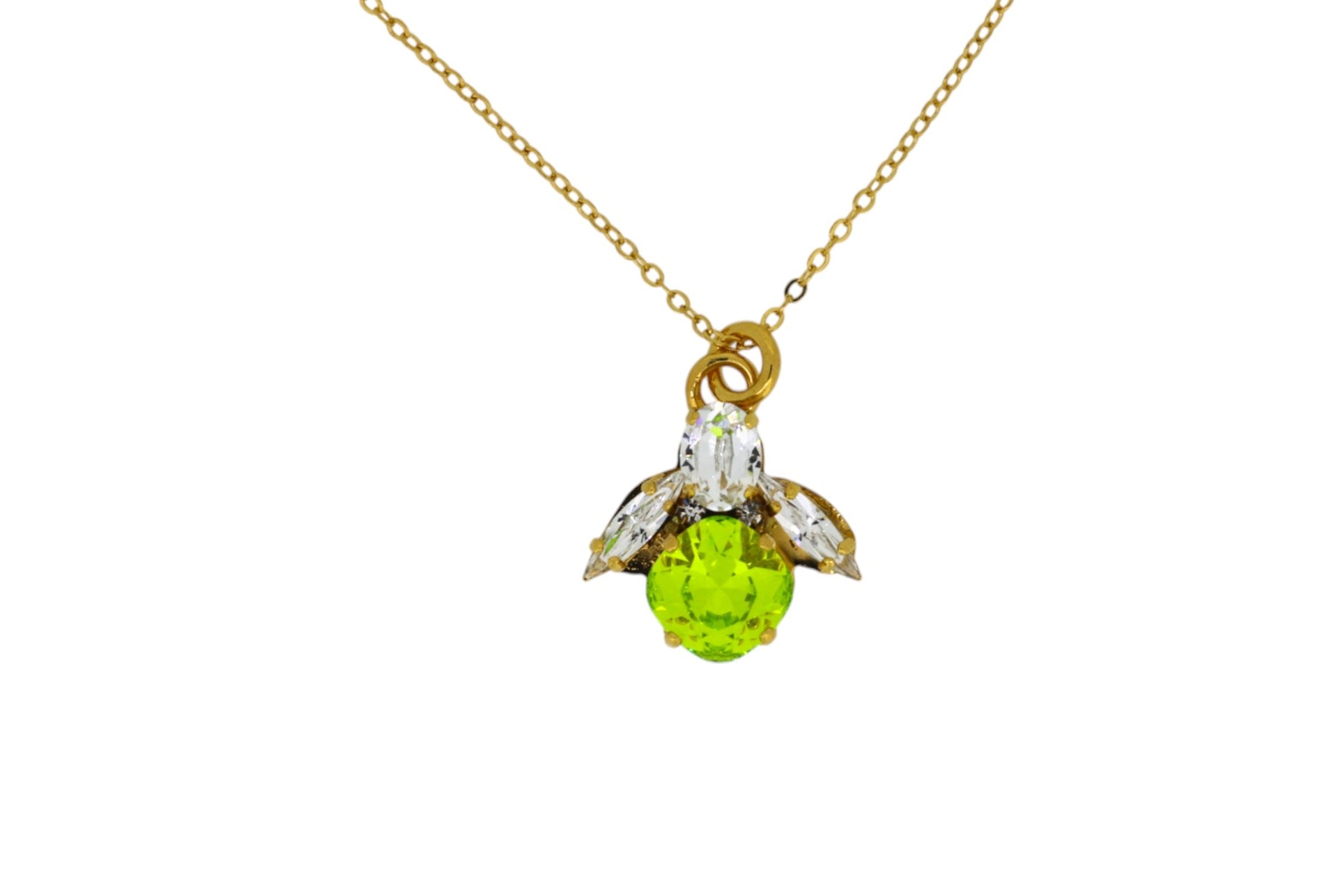 The Green Bee Necklace In Gold - Long