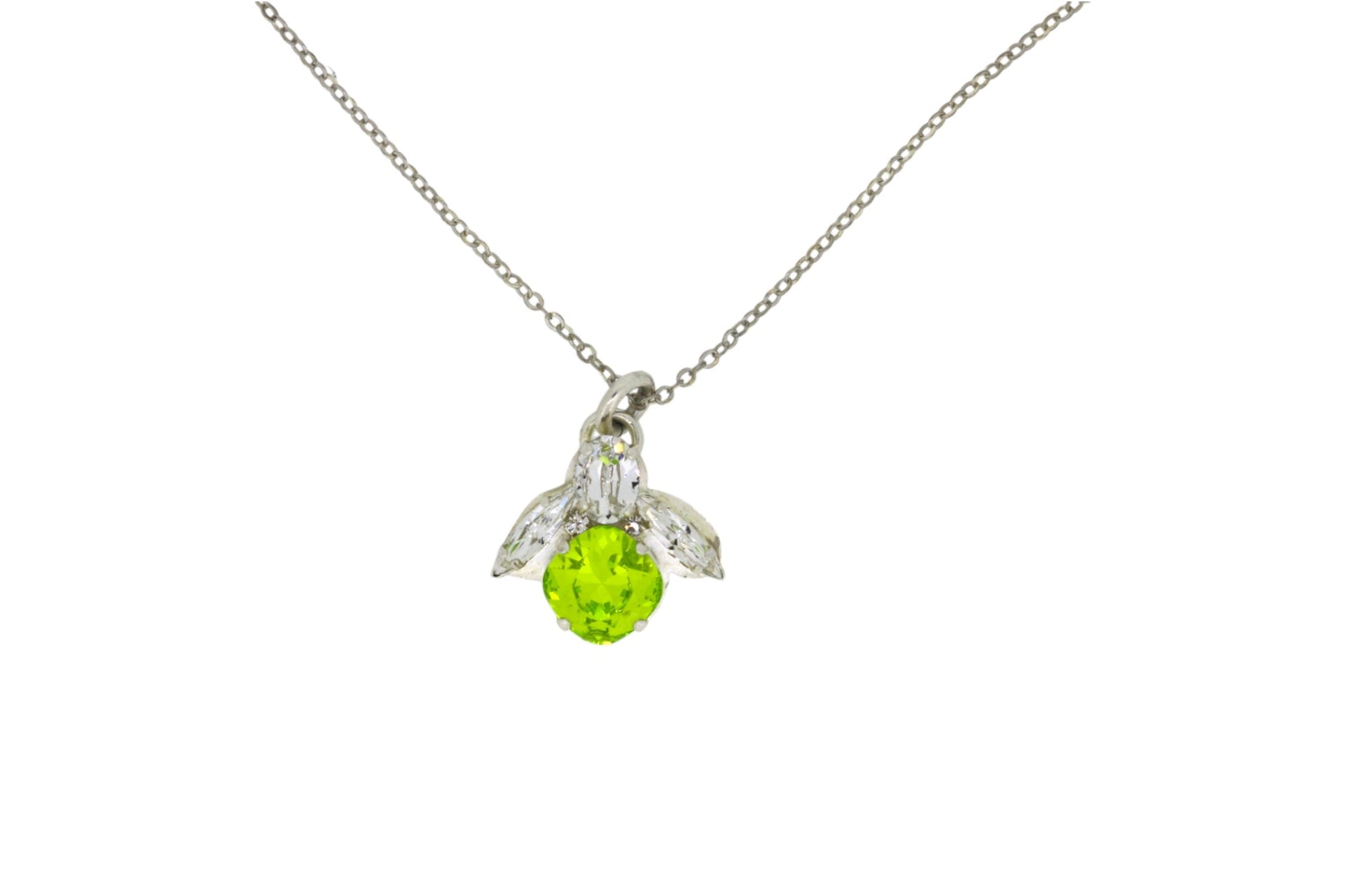 The Green Bee Necklace In Platinum - Long
