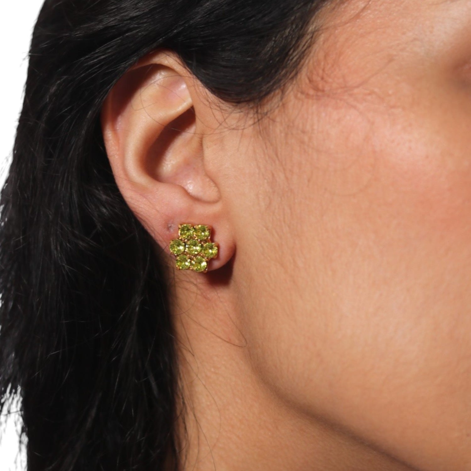 The Green Hive Earrings In Gold - Clip