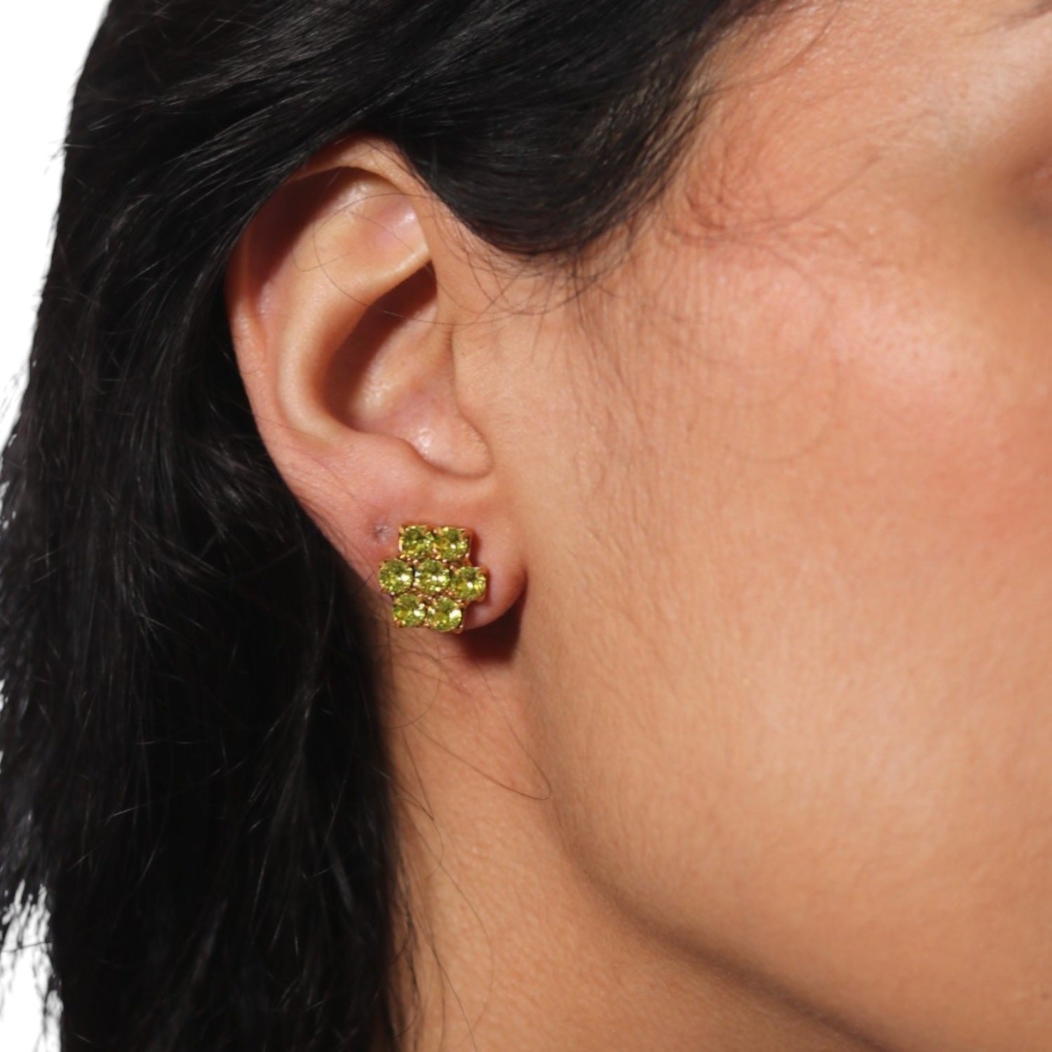 The Green Hive Earrings In Gold - Pierced
