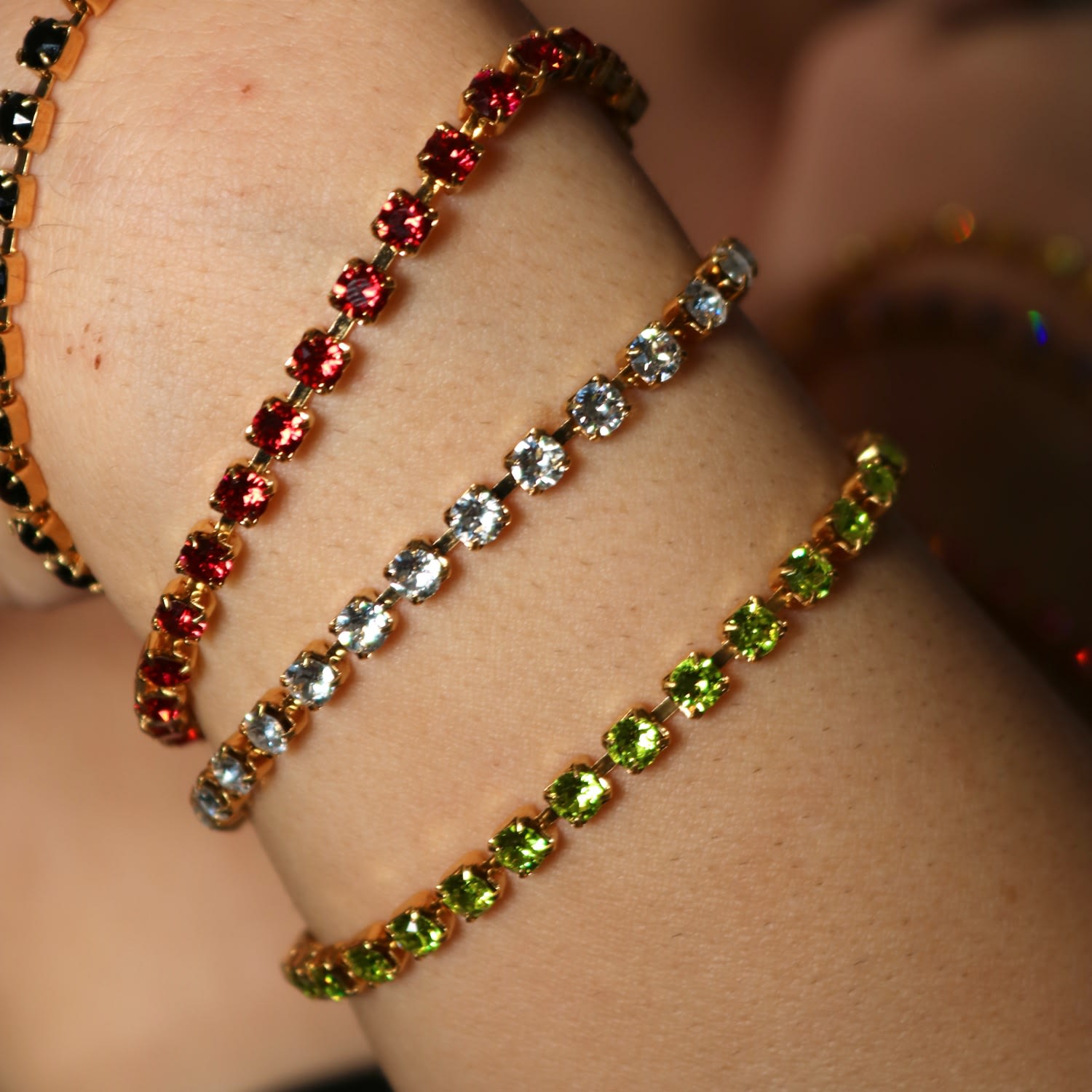 The Green Tennis Bracelet In Gold