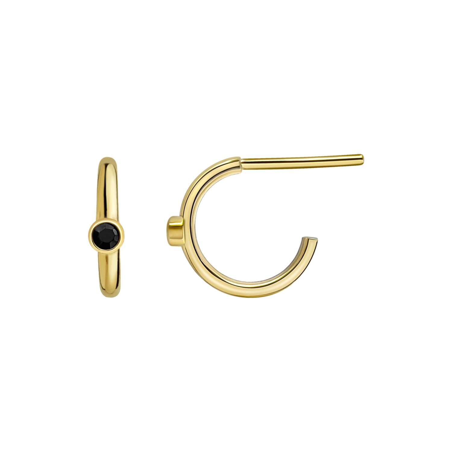 Black Sapphire Gold Hoops