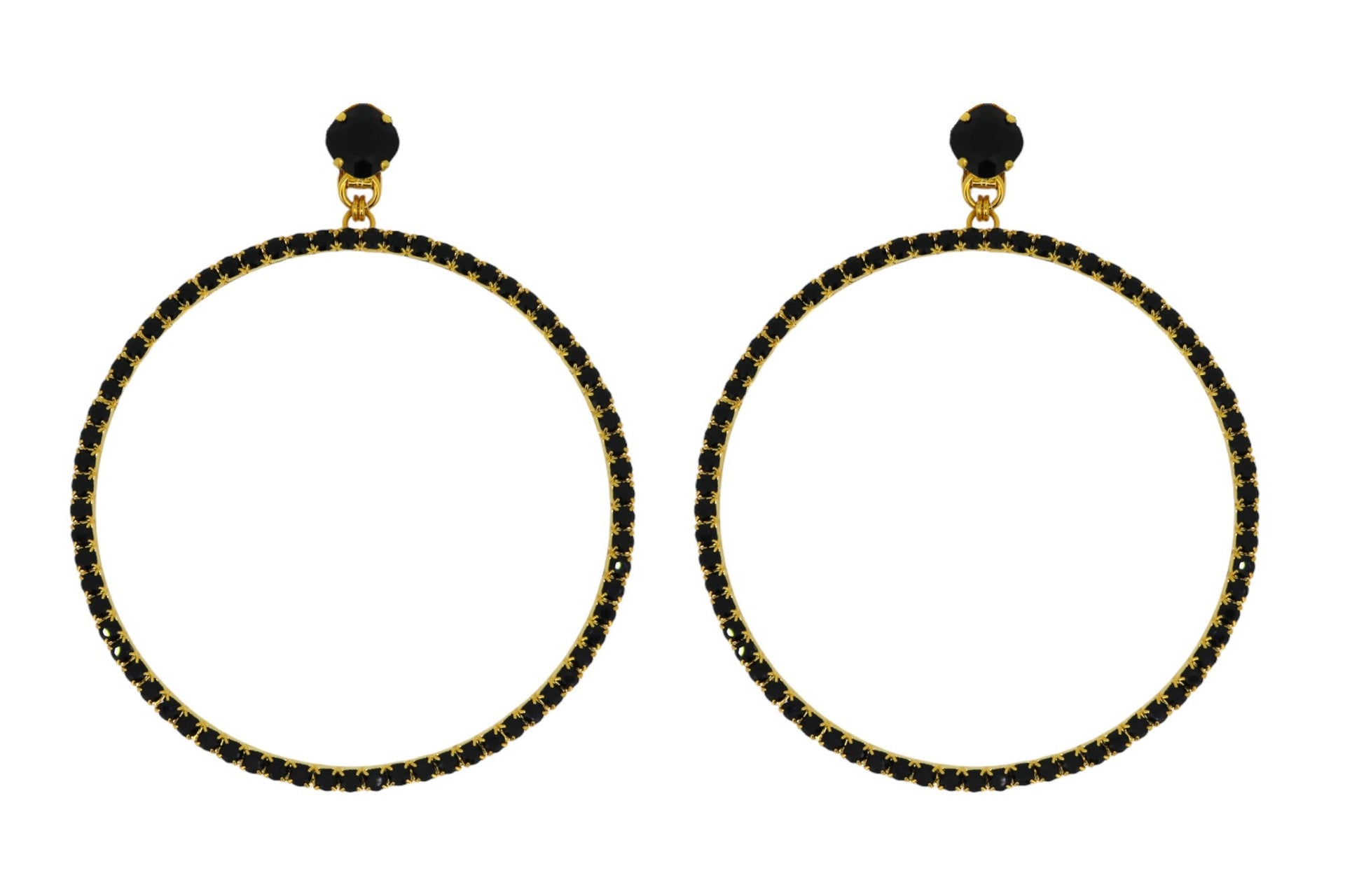 The Jumbo Black Hoop Earrings In Gold - Clip