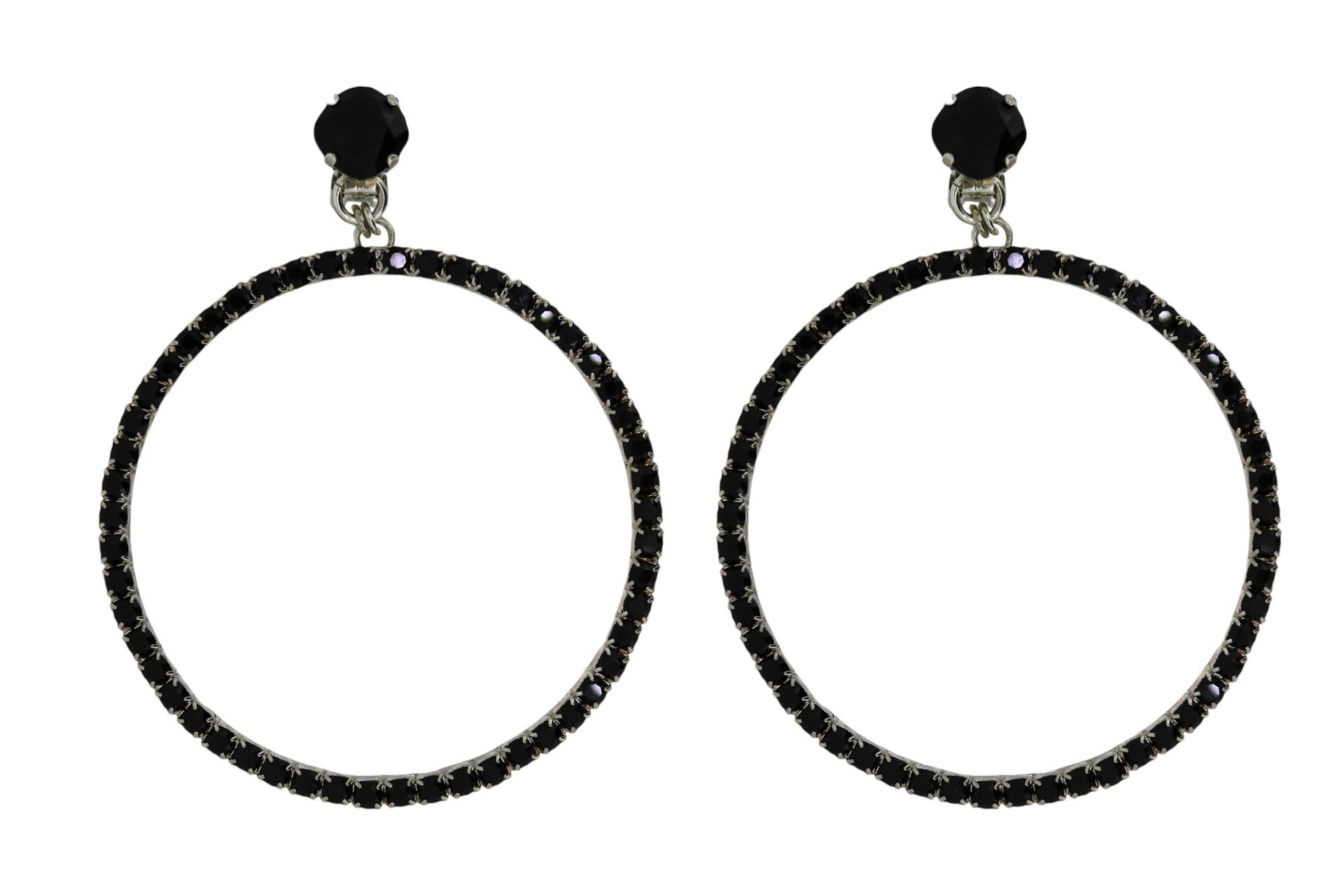 The Jumbo Black Hoop Earrings In Platinum - Clip