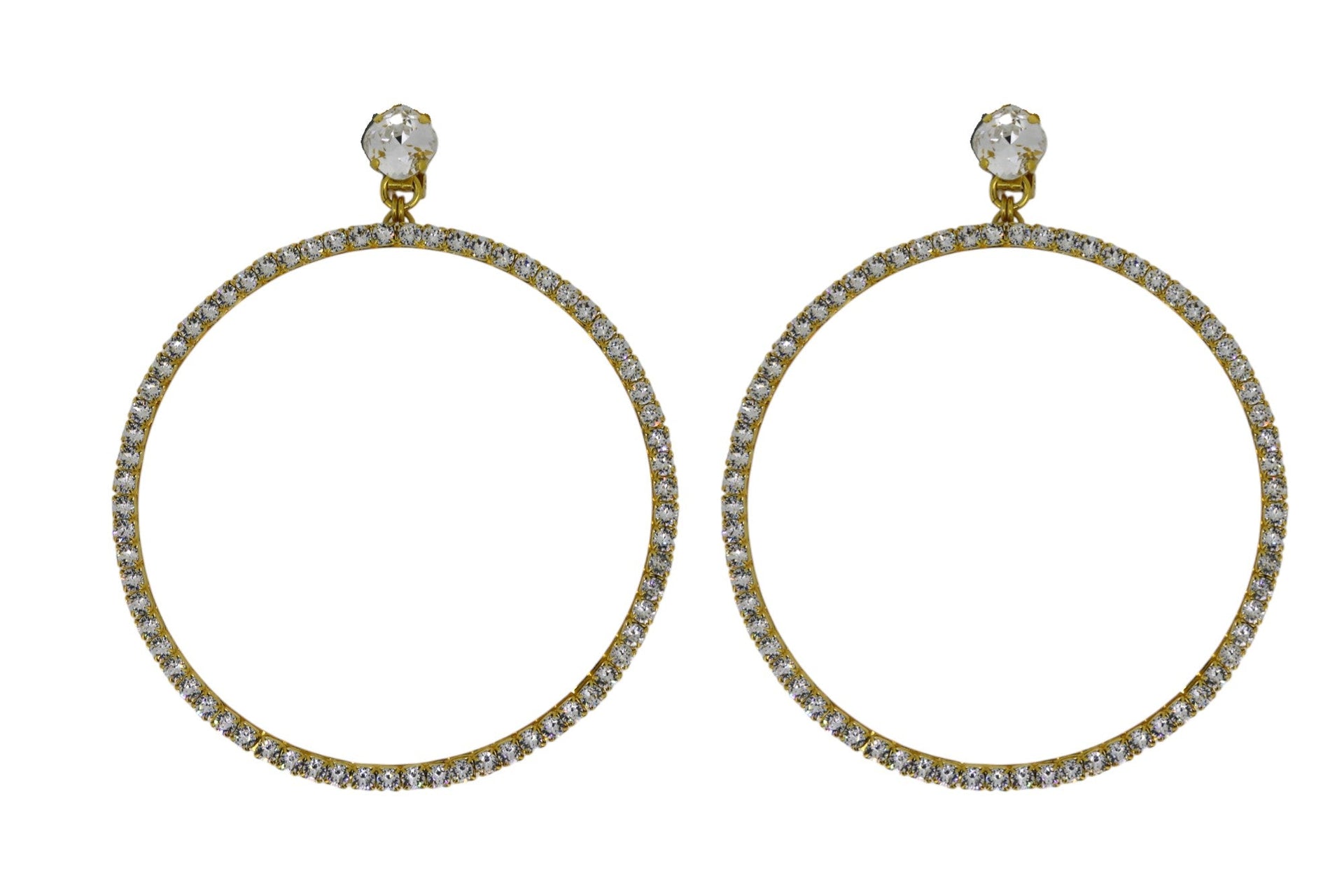 The Jumbo Clear Hoop Earrings In Gold - Clip