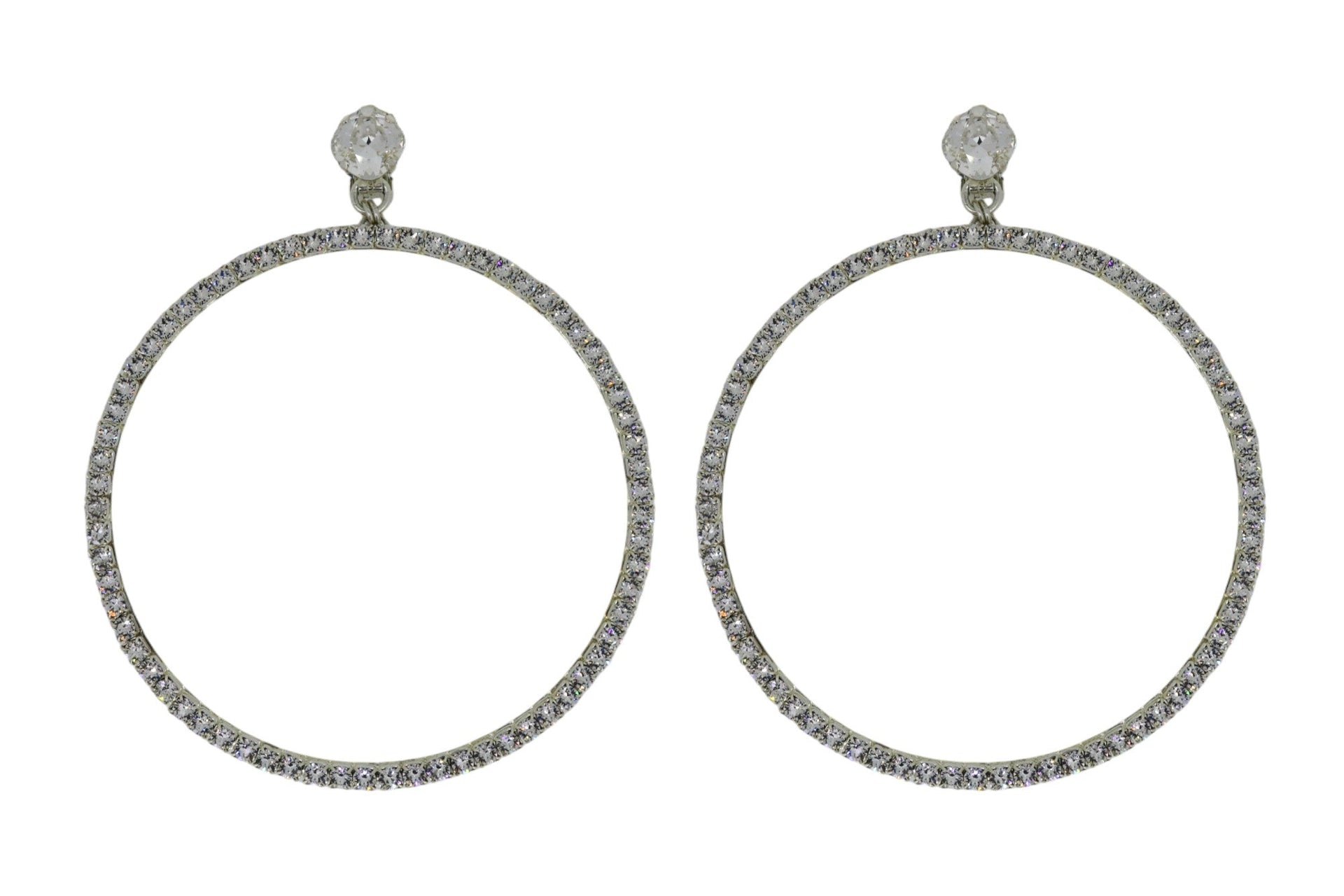 The Jumbo Clear Hoop Earrings In Platinum - Clip