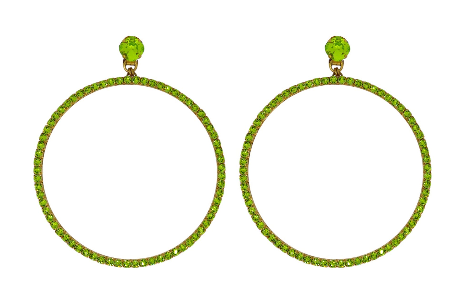 The Jumbo Green Hoop Earrings In Gold - Clip