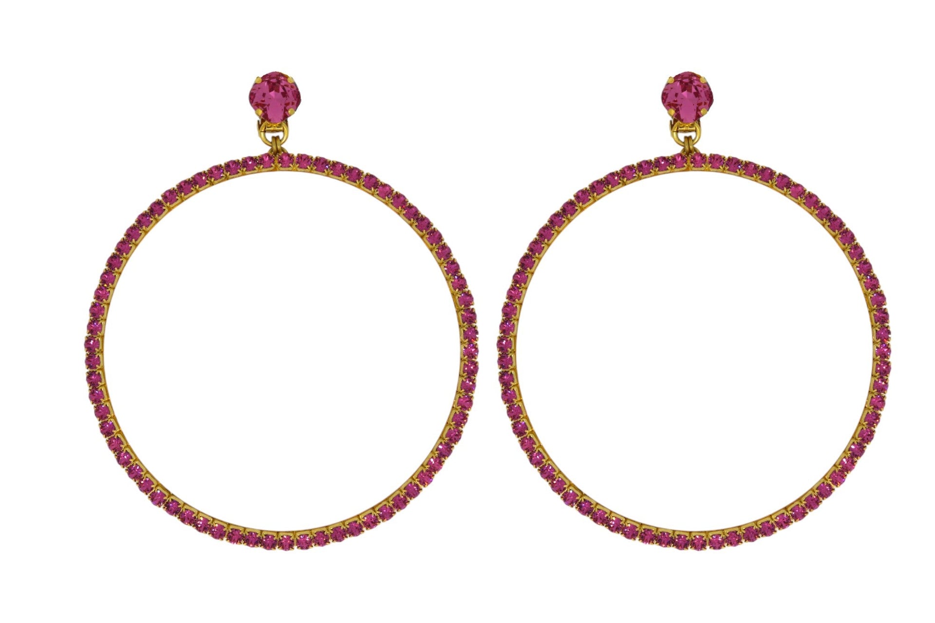 The Jumbo Pink Hoop Earrings In Gold - Clip