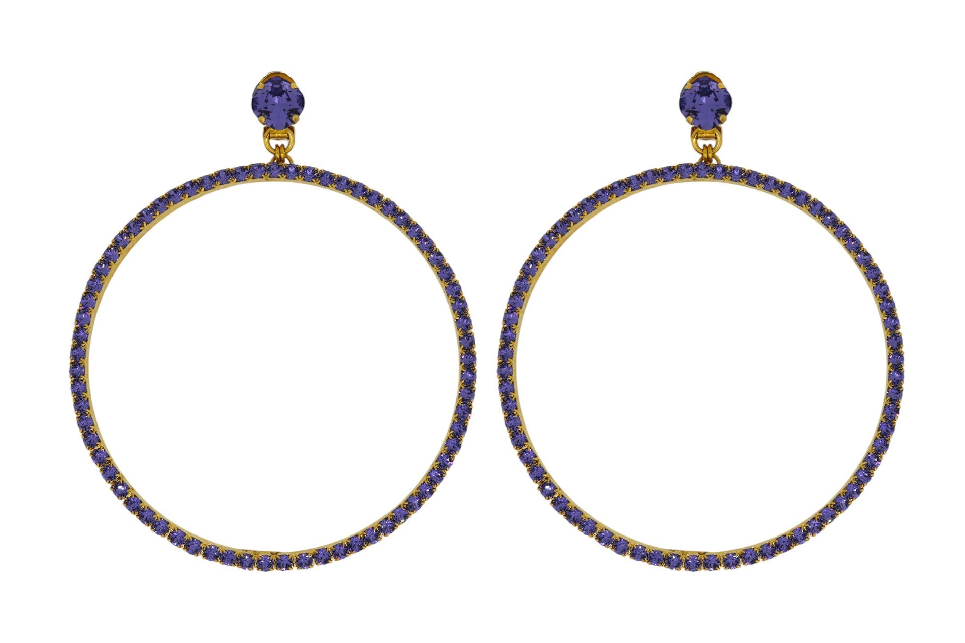 The Jumbo Purple Hoop Earrings In Gold - Clip