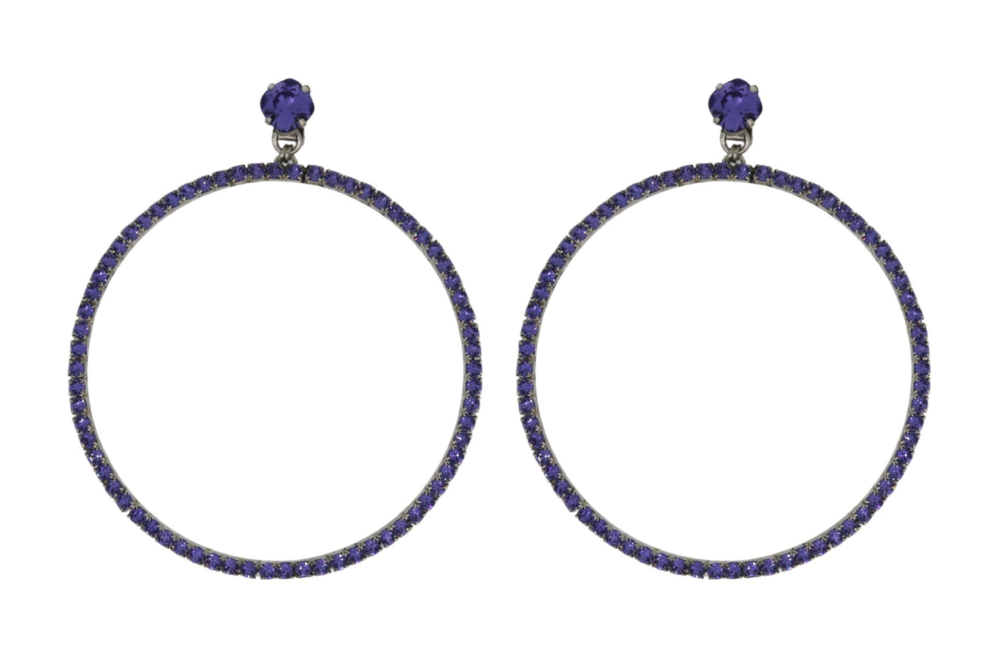 The Jumbo Purple Hoop Earrings In Platinum - Clip