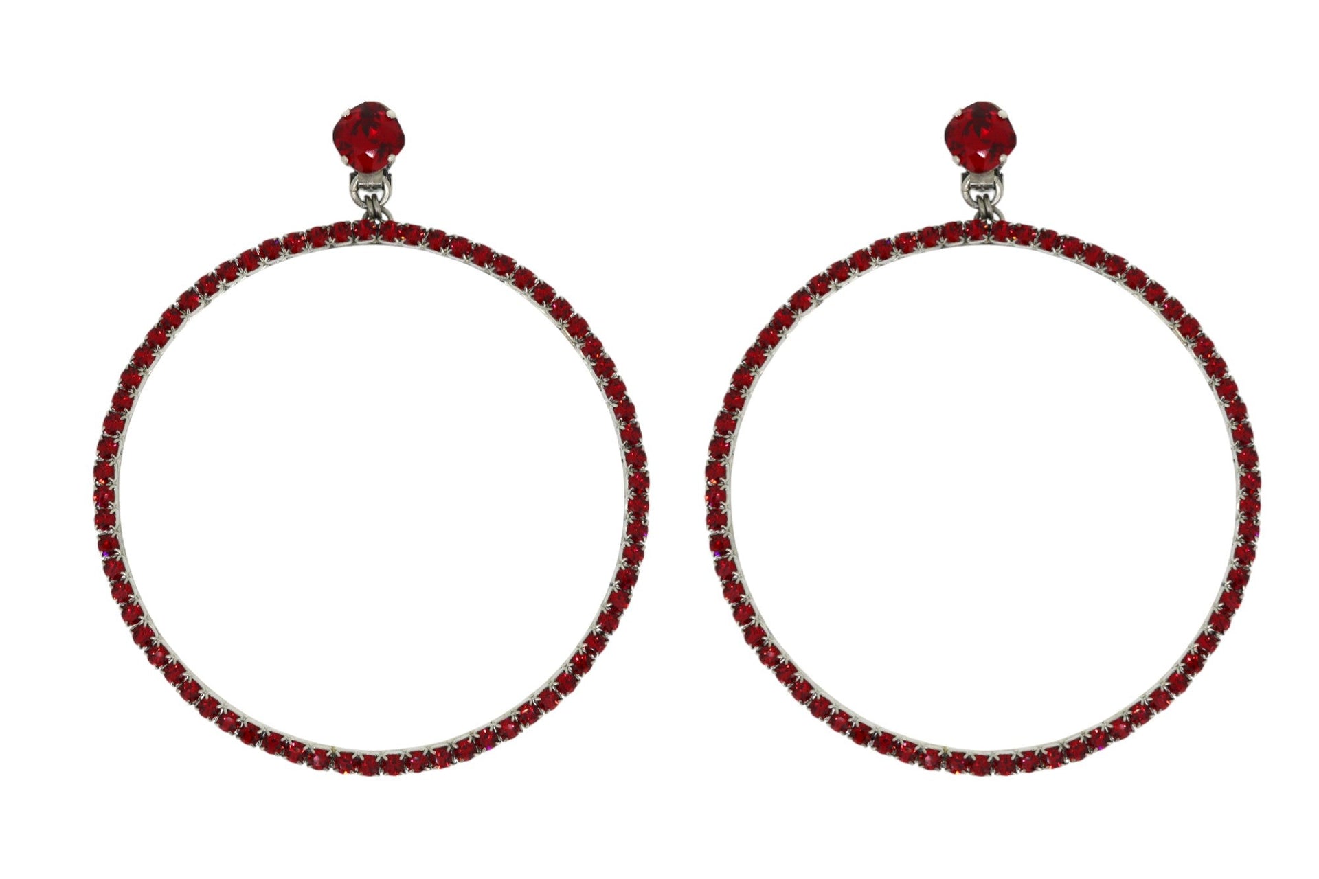 The Jumbo Red Hoop Earrings In Platinum - Clip