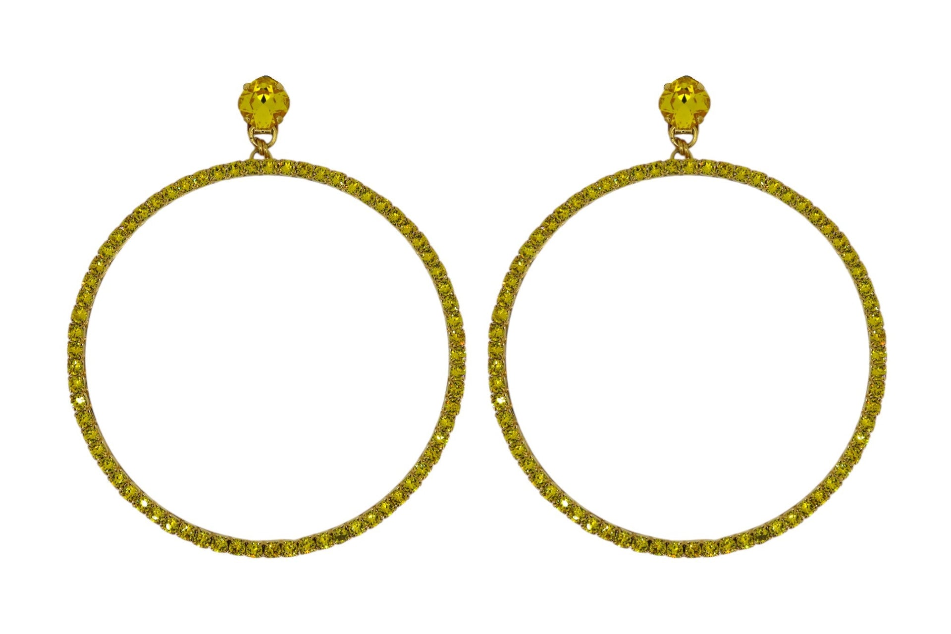 The Jumbo Yellow Hoop Earrings In Gold - Clip