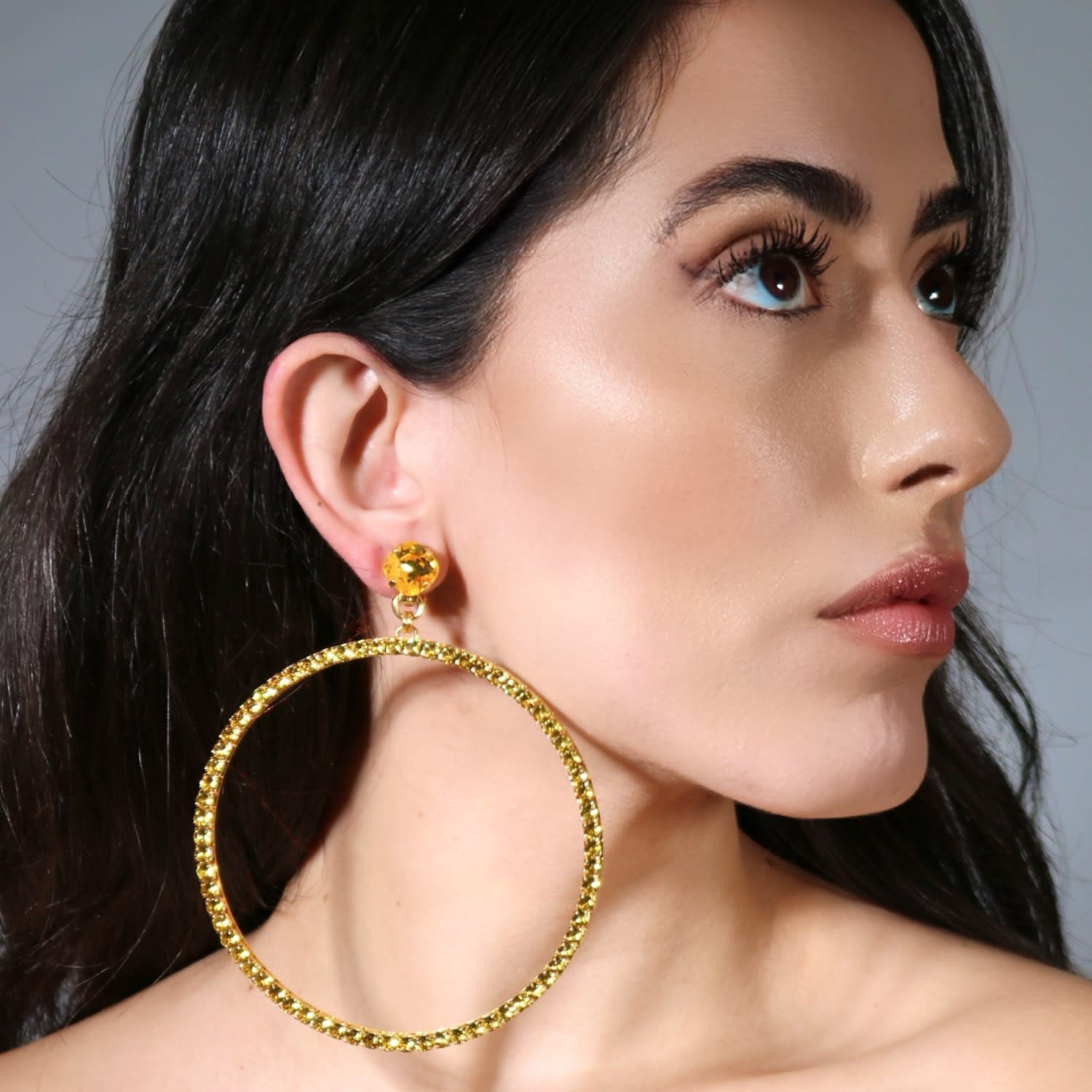 The Jumbo Yellow Hoop Earrings In Gold - Clip