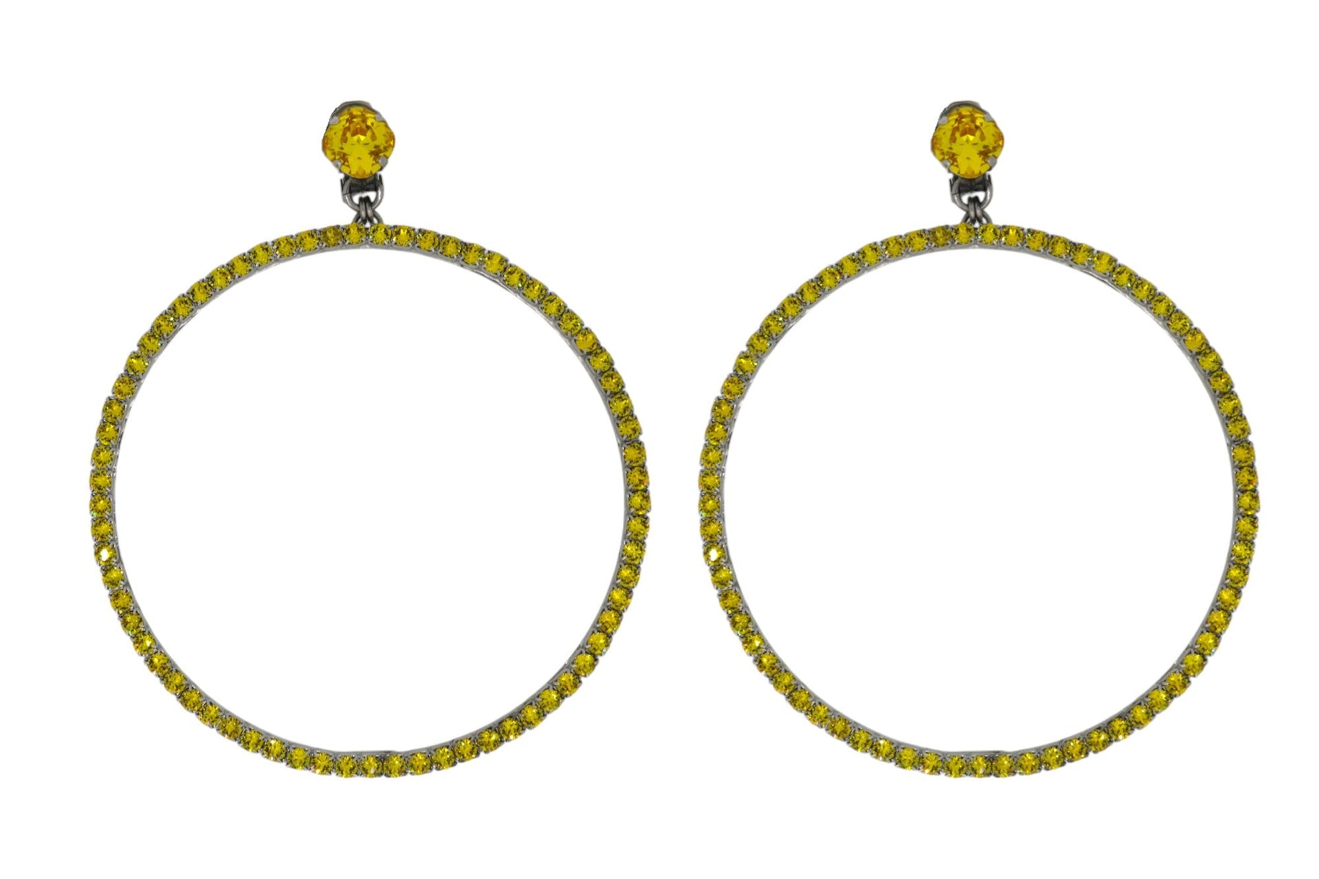 The Jumbo Yellow Hoop Earrings In Platinum - Clip