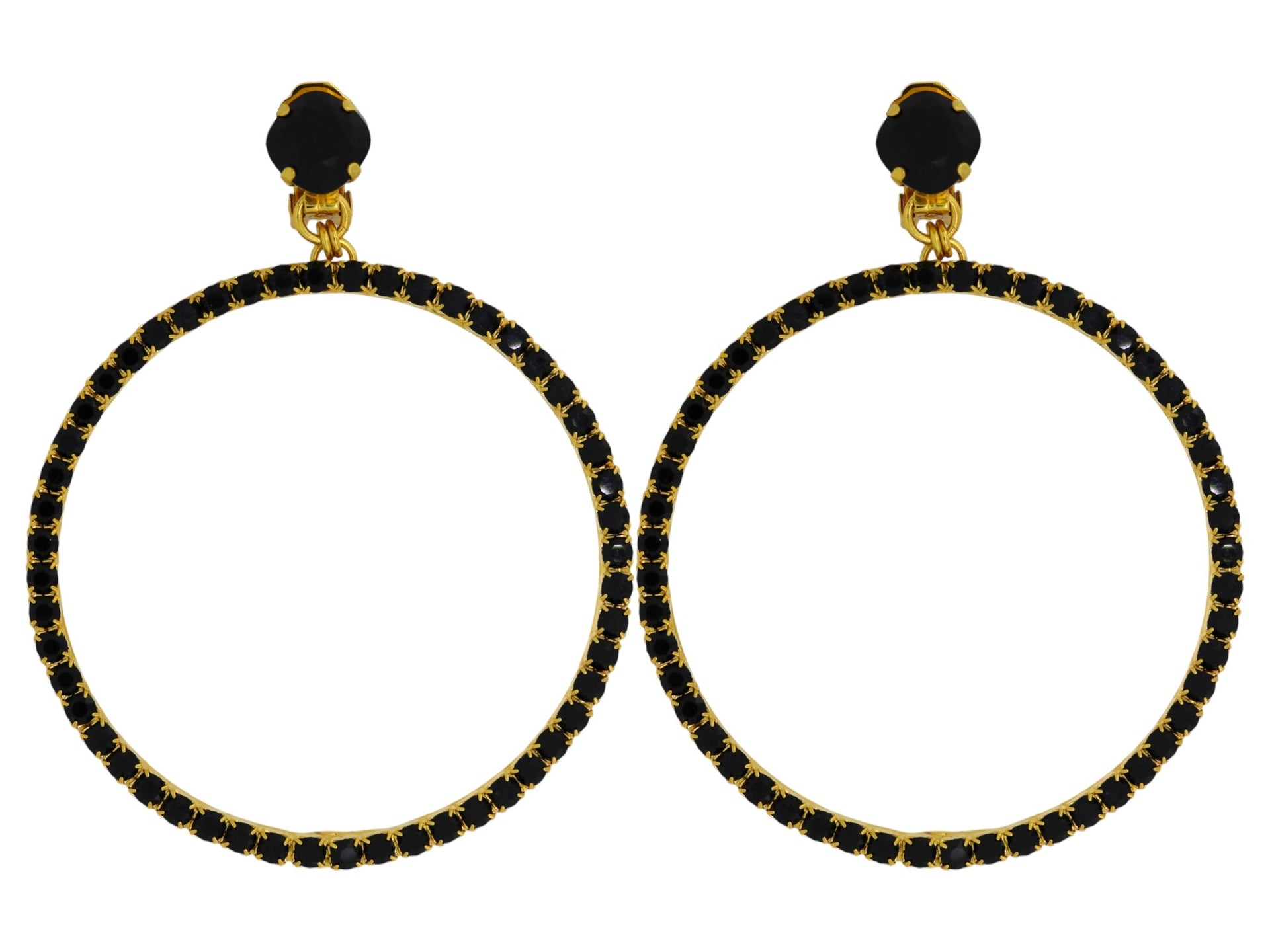 The Large Black Hoop Earrings In Gold - Clip