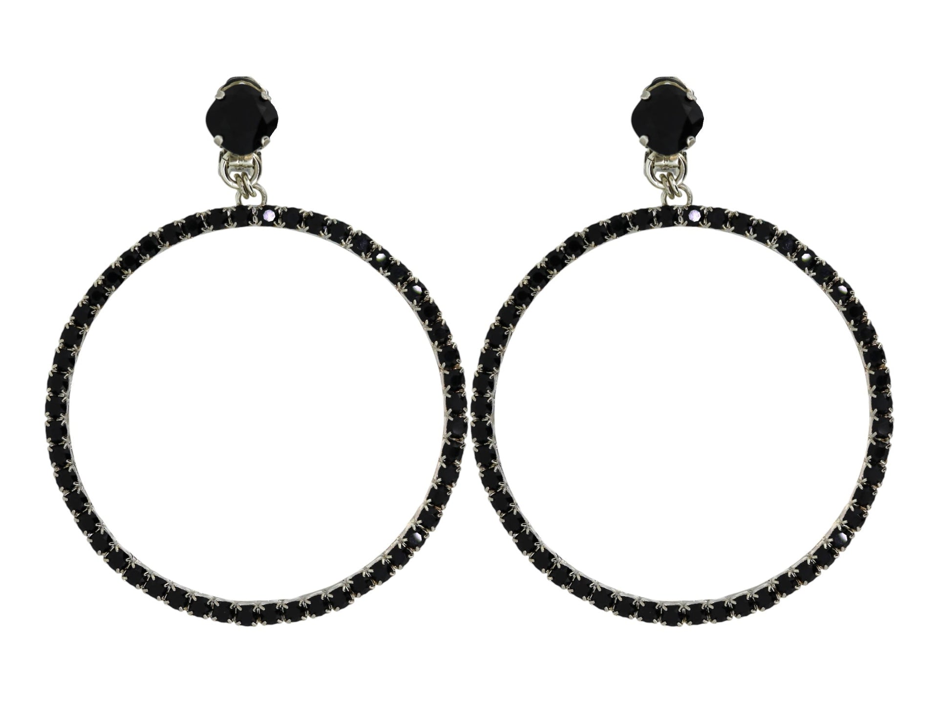 The Large Black Hoop Earrings In Platinum - Clip