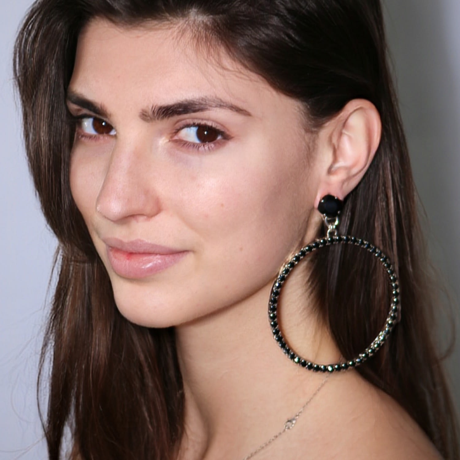 The Large Black Hoop Earrings In Platinum - Pierced