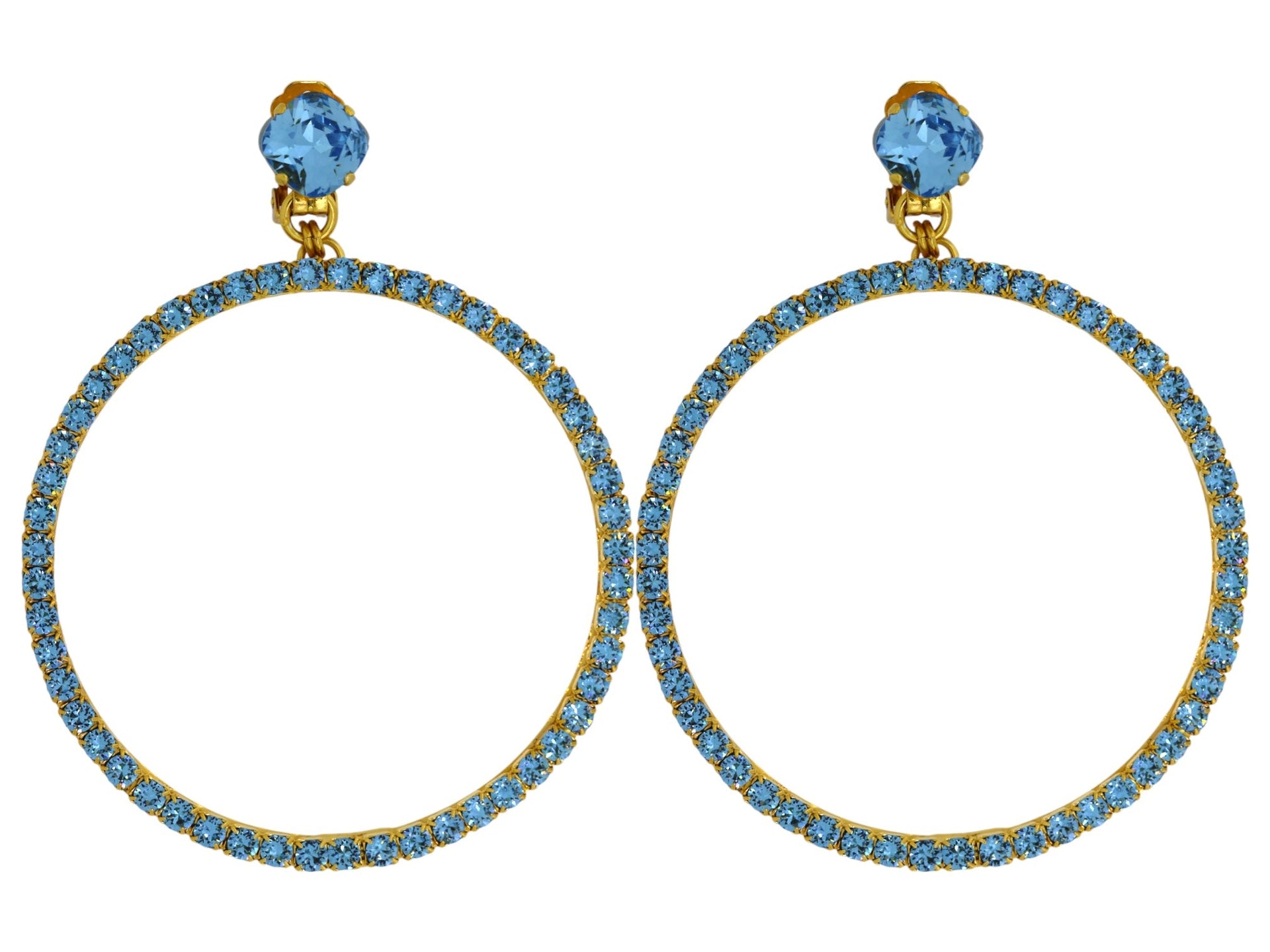 The Large Blue Hoop Earrings In Gold - Pierced