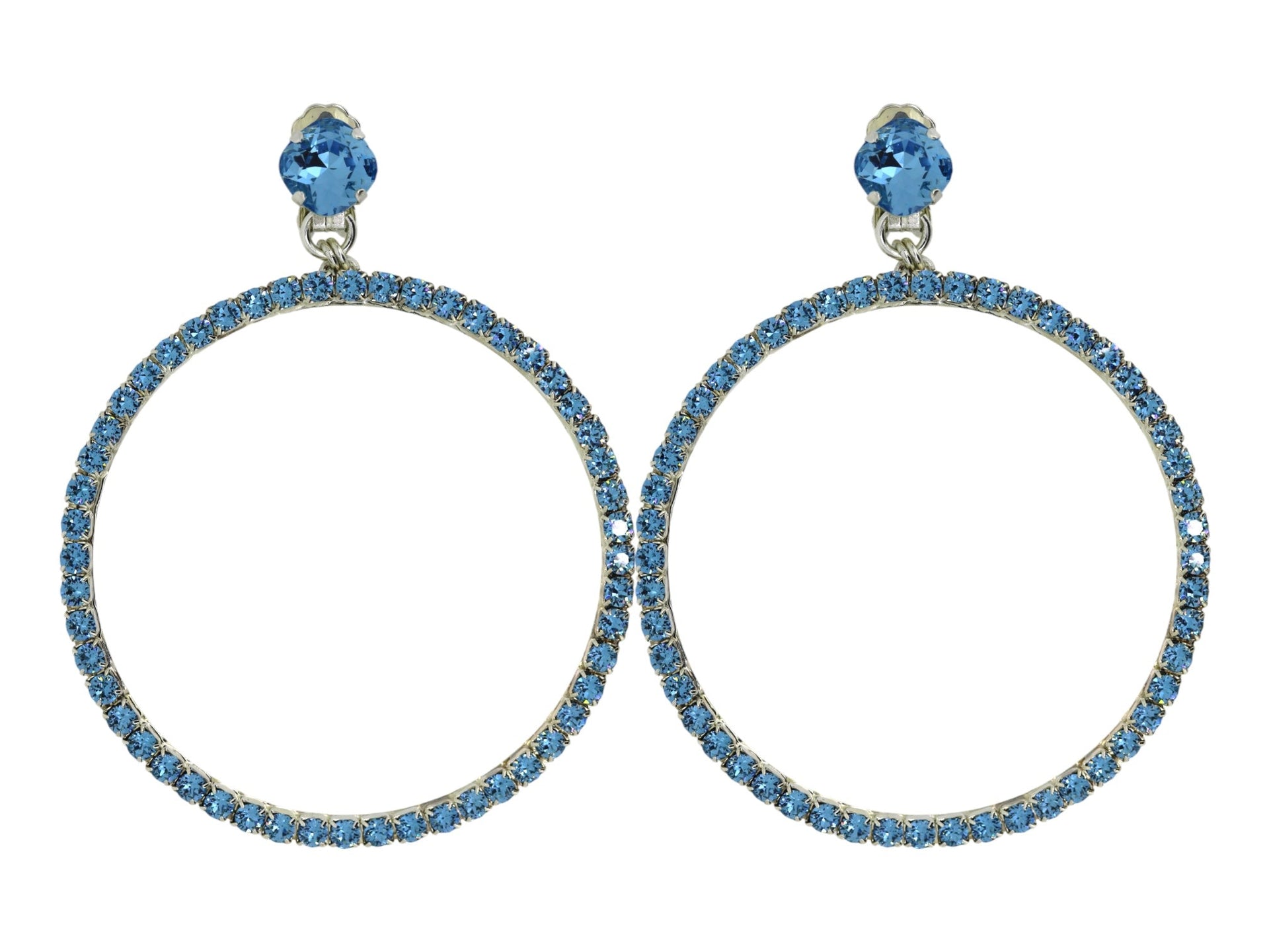 The Large Blue Hoop Earrings In Platinum - Pierced