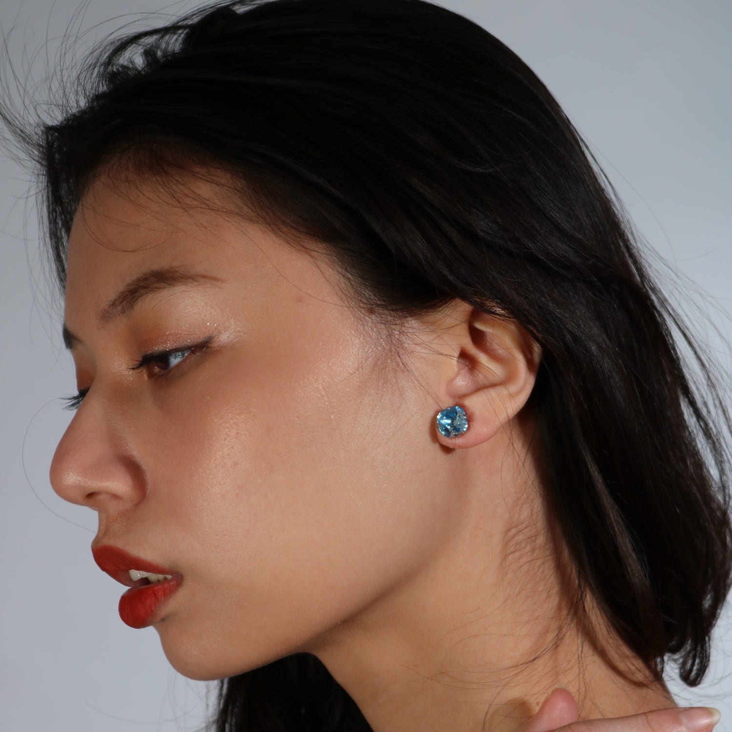 The Large Blue Stud In Platinum