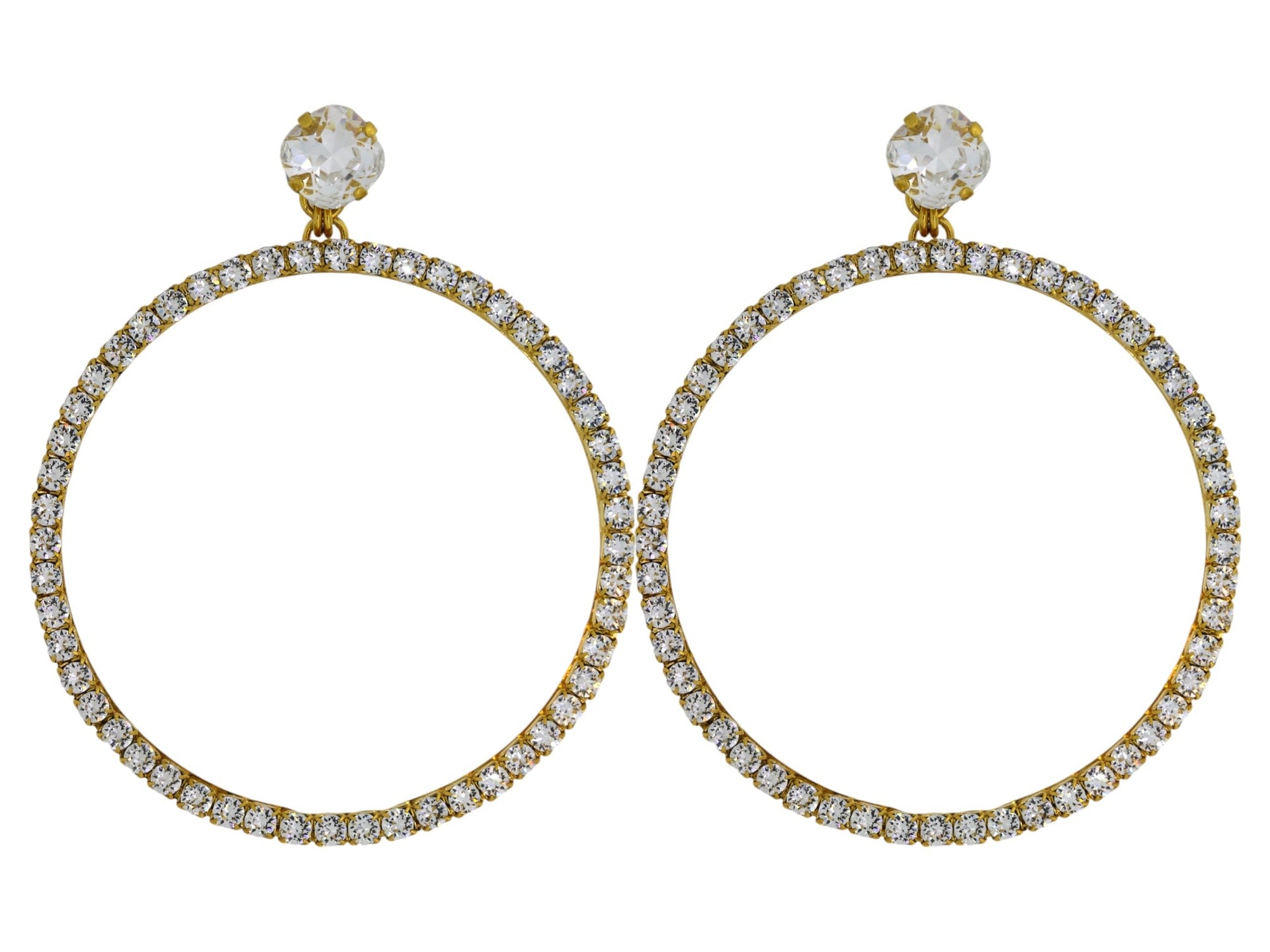 The Large Clear Hoop Earrings In Gold - Pierced