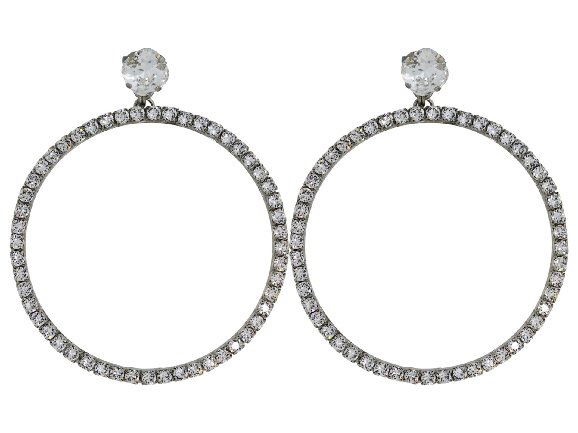 The Large Clear Hoop Earrings In Platinum - Clip