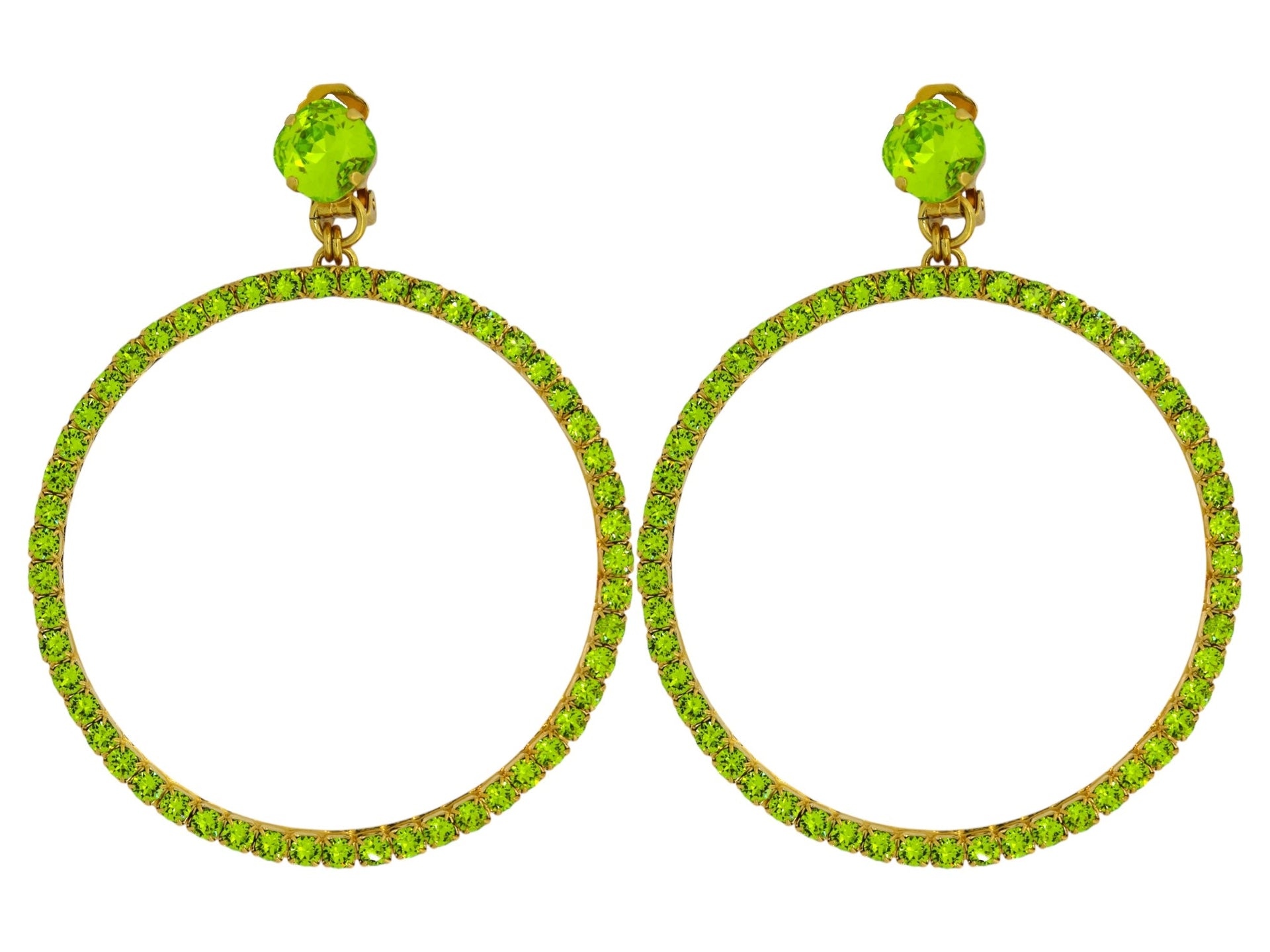 The Large Green Hoop Earrings In Gold - Pierced