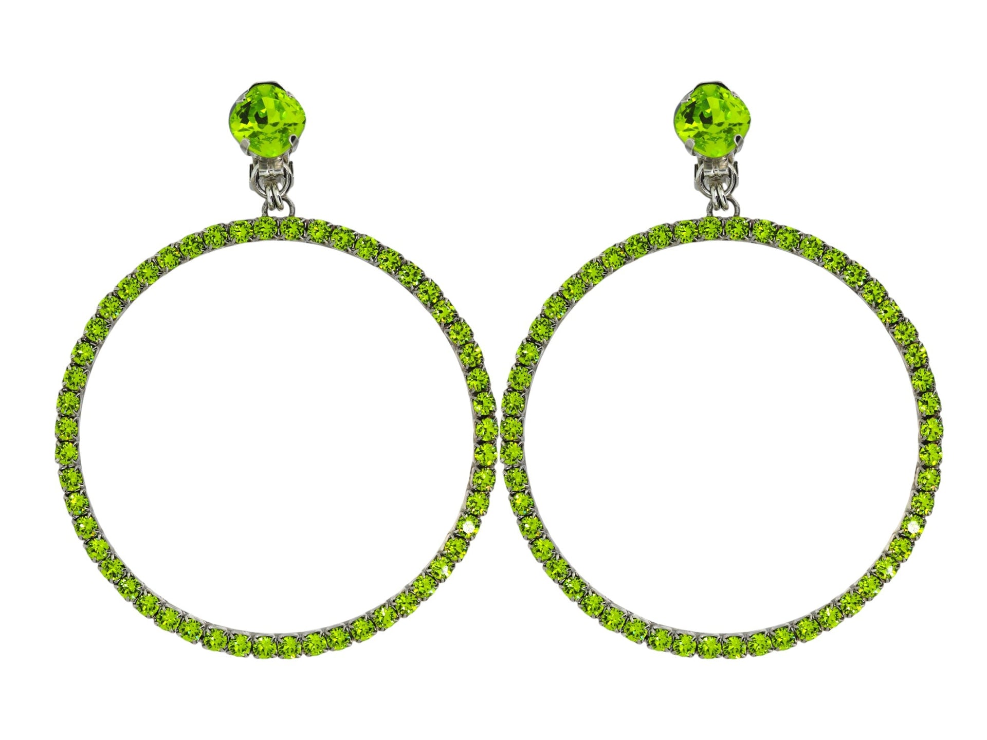 The Large Green Hoop Earrings In Platinum - Clip