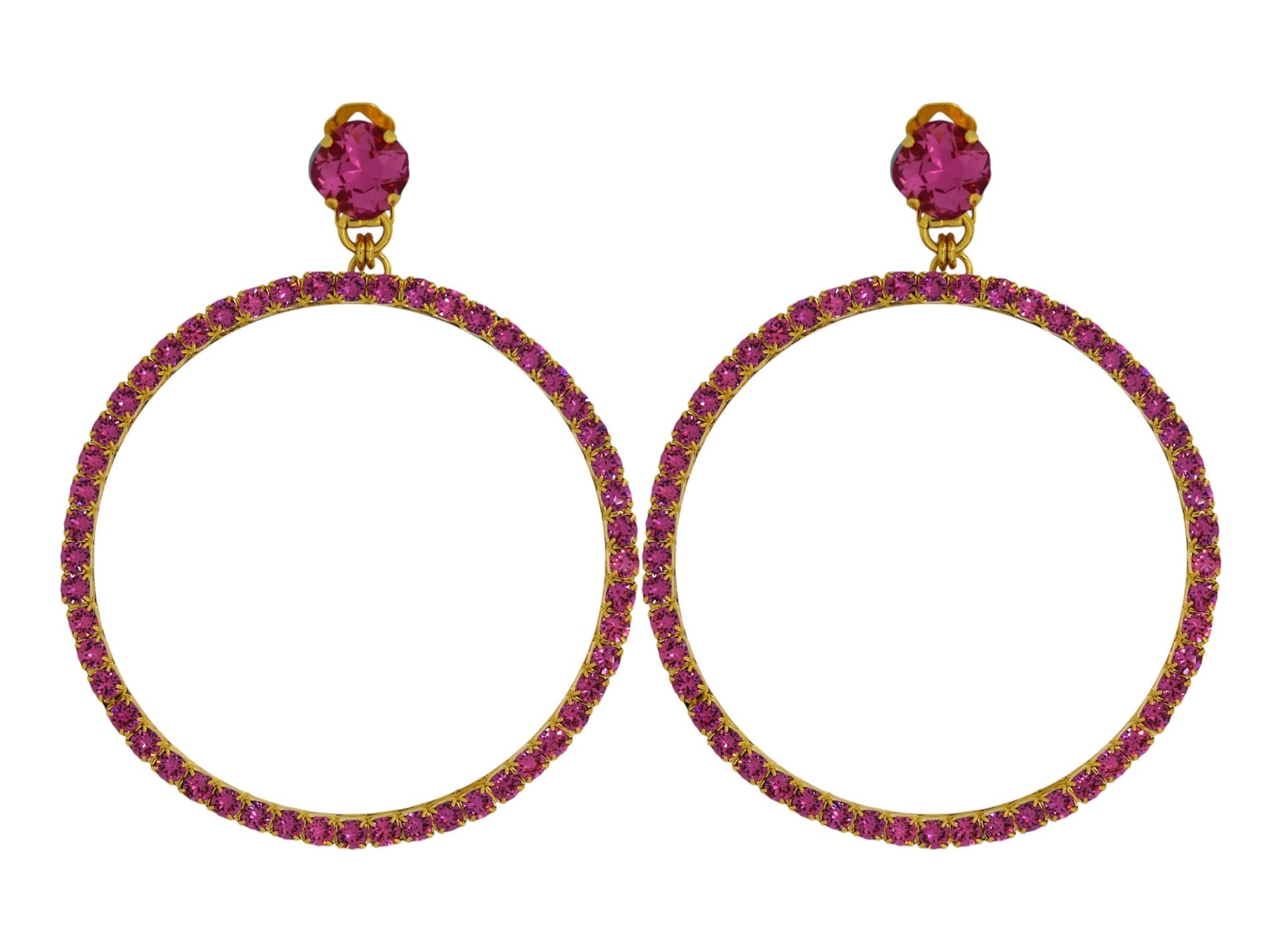 The Large Pink Hoop Earrings In Gold - Clip