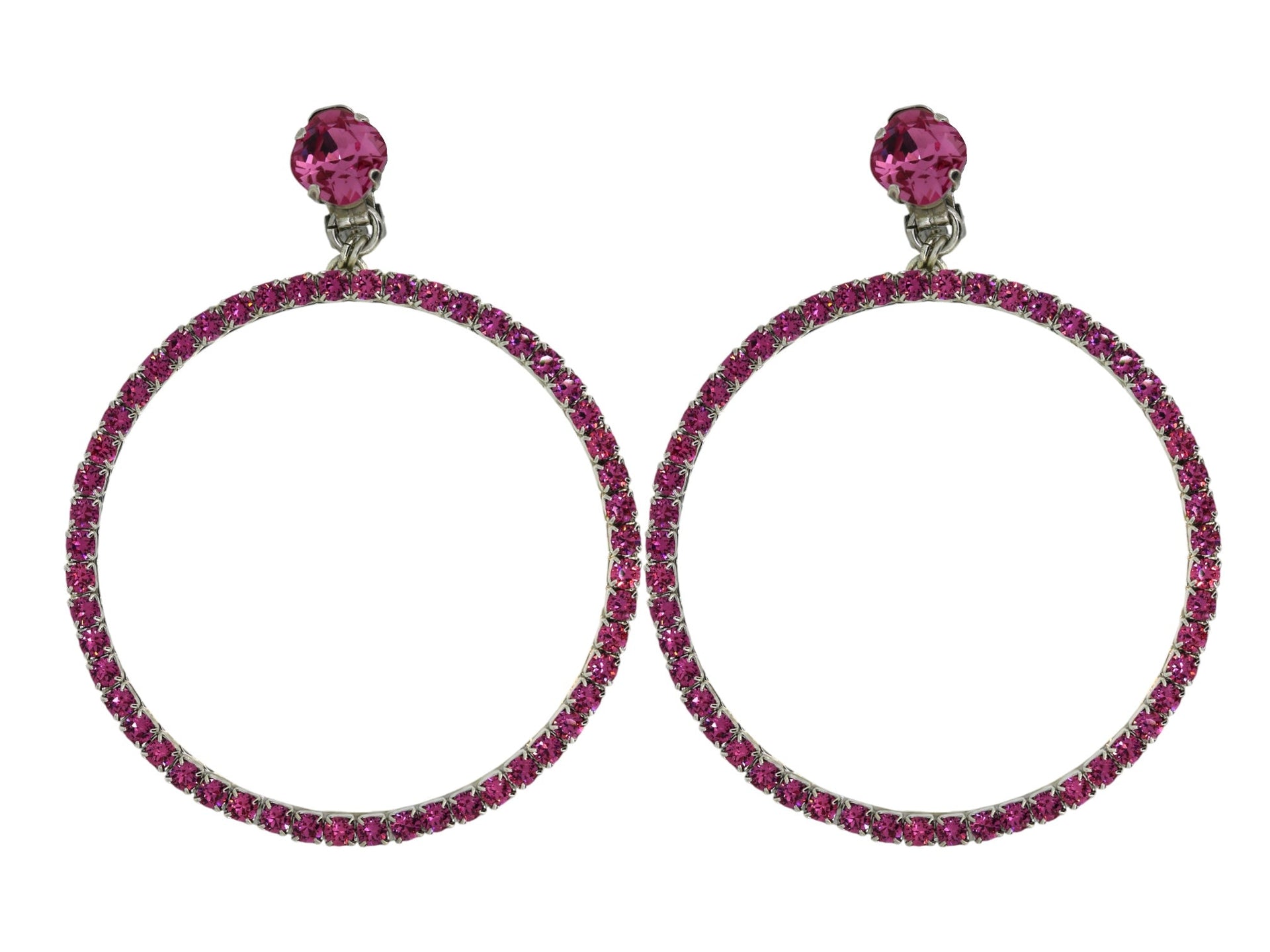 The Large Pink Hoop Earrings In Platinum - Clip