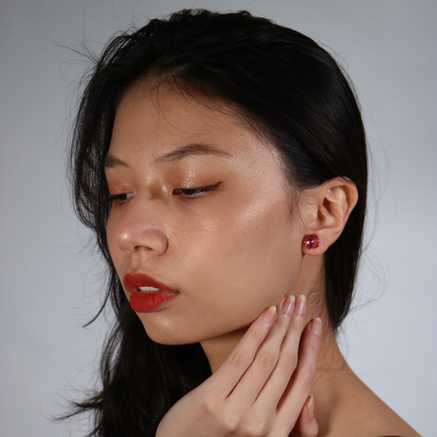 The Large Pink Stud In Gold