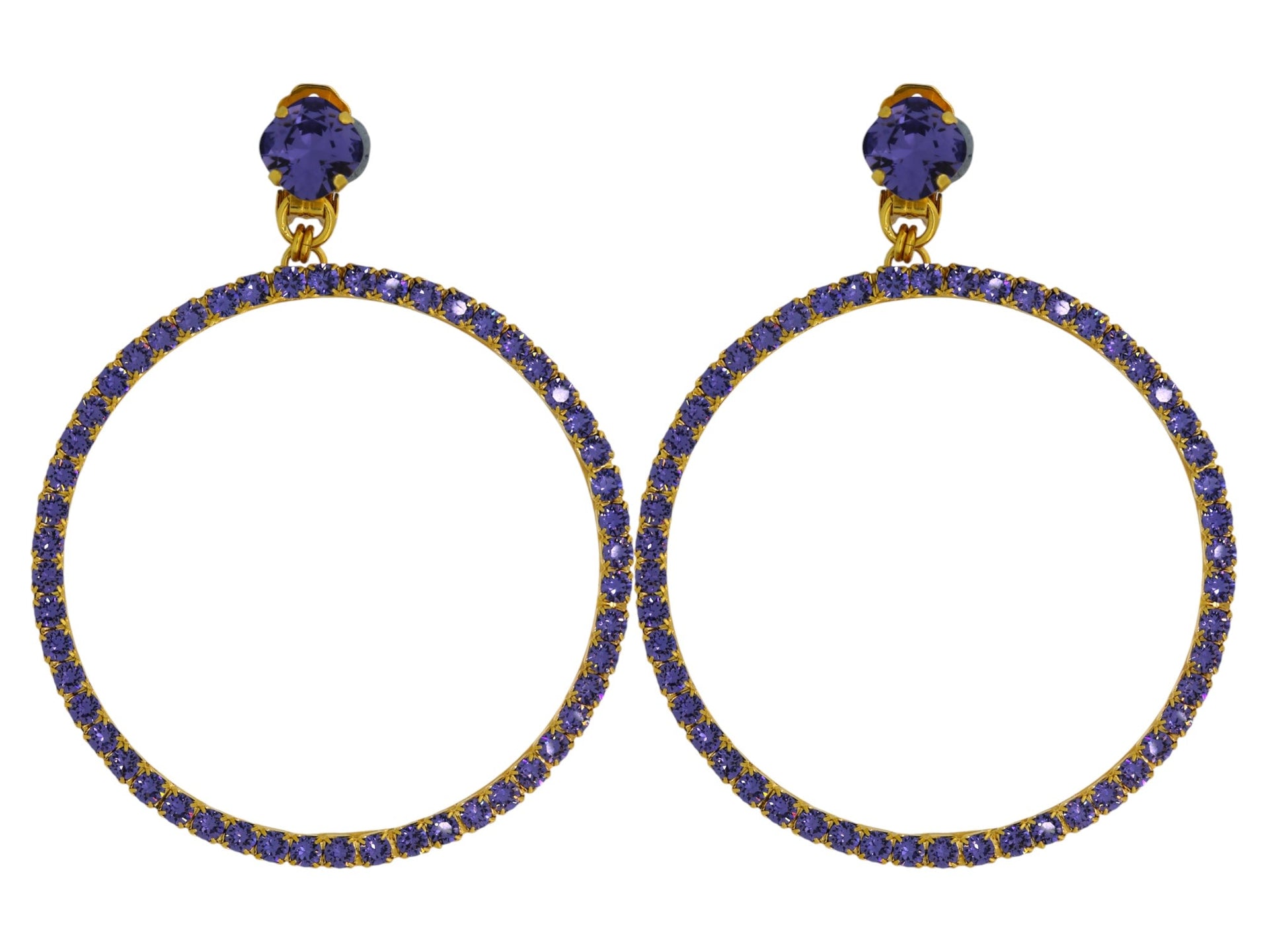 The Large Purple Hoop Earrings In Gold - Pierced