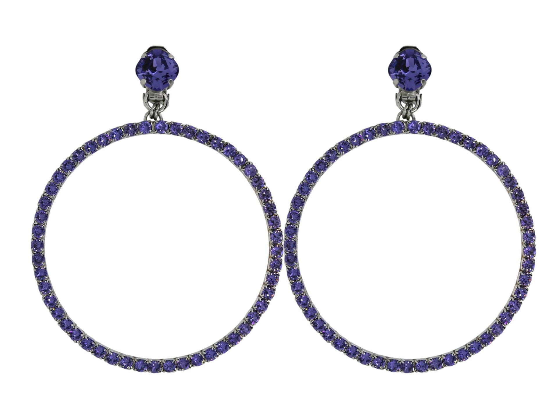 The Large Purple Hoop Earrings In Platinum - Clip