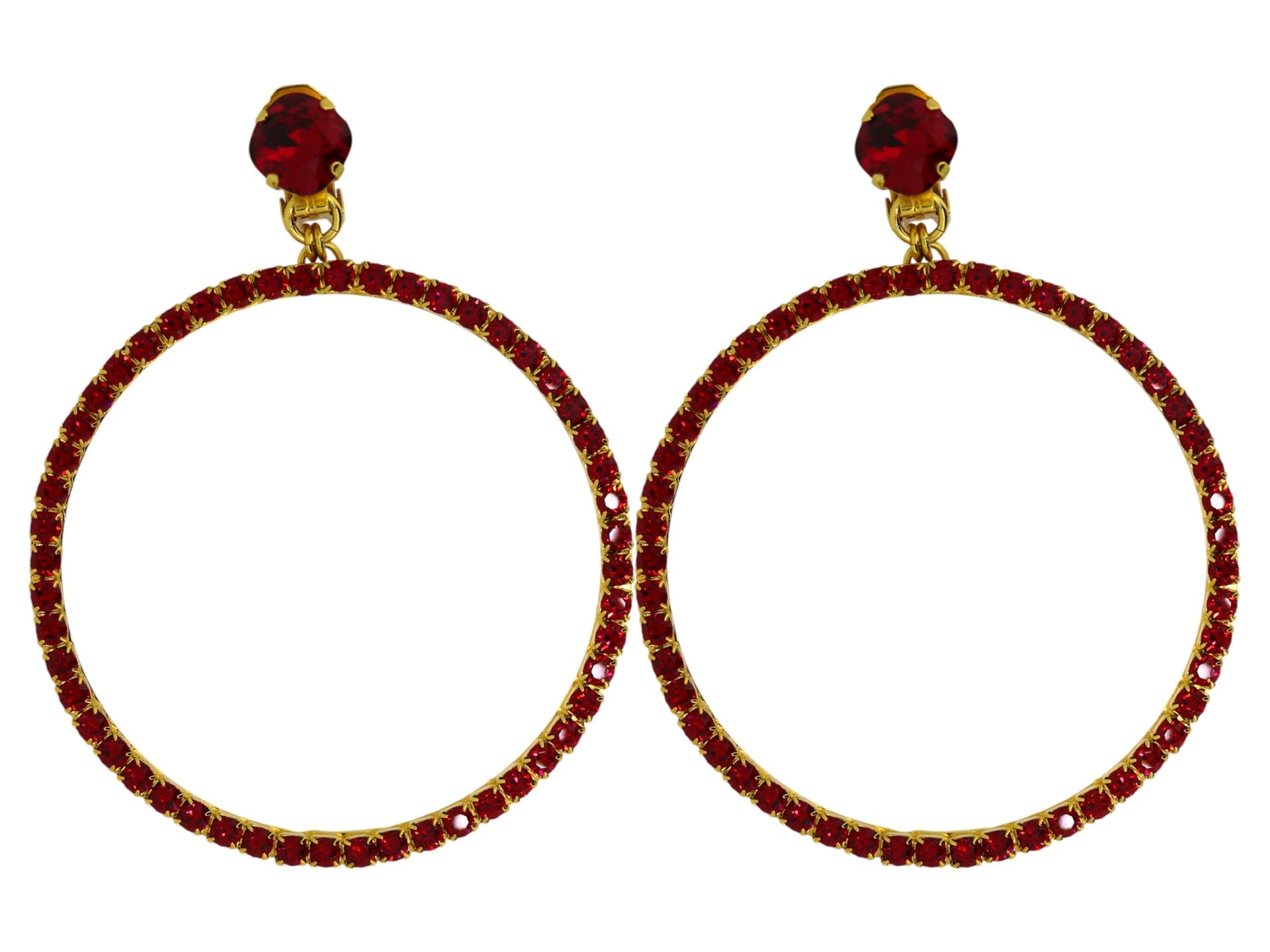 The Large Red Hoop Earrings In Gold - Clip