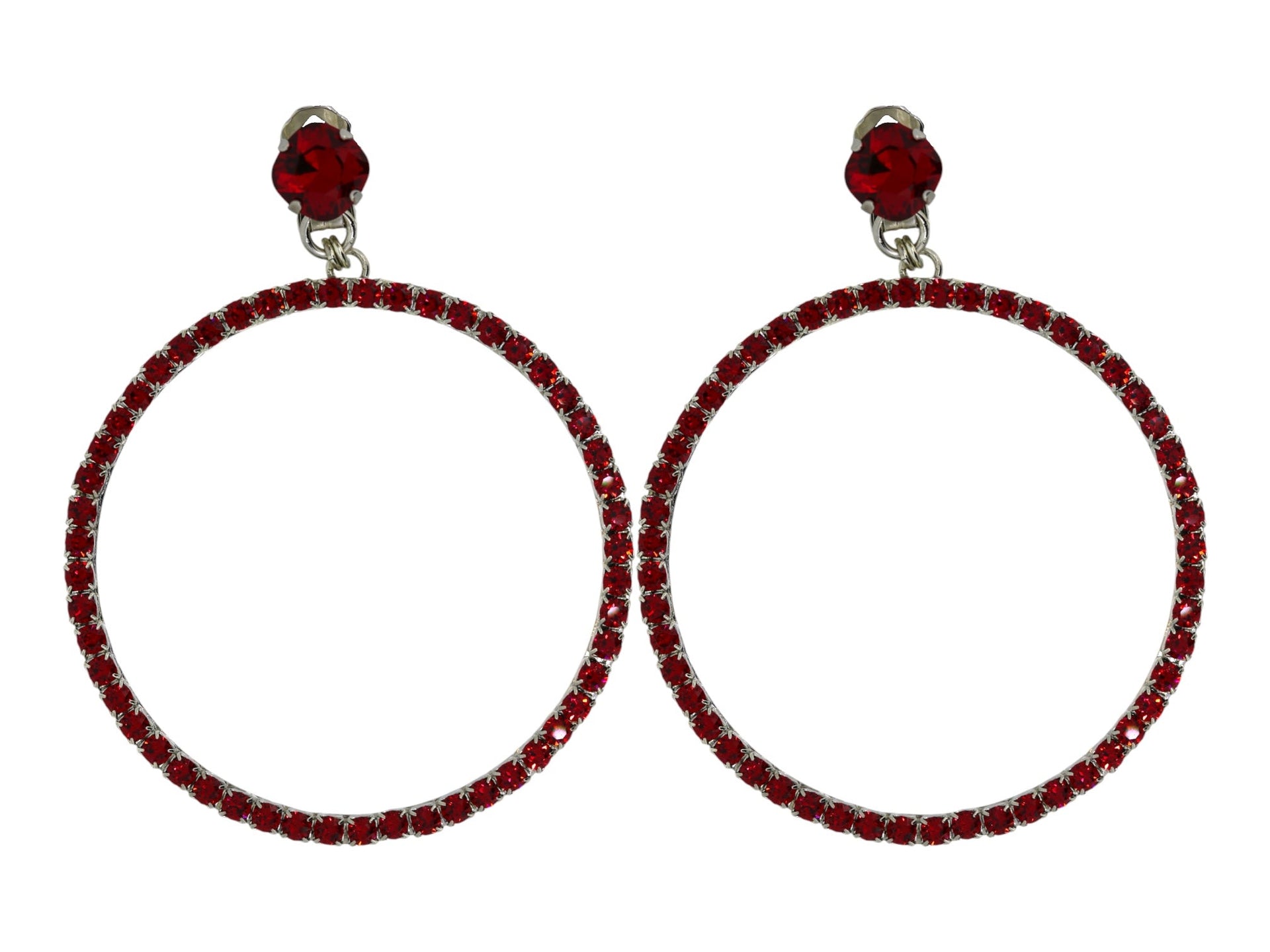 The Large Red Hoop Earrings In Platinum - Clip