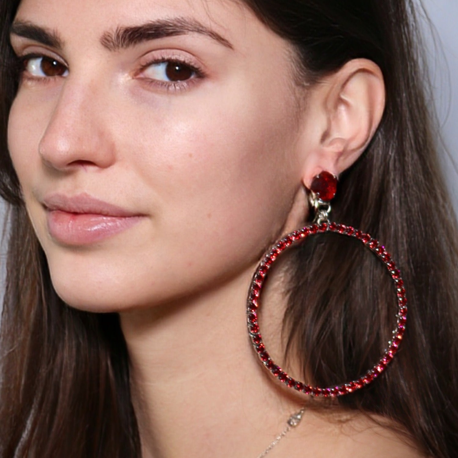 The Large Red Hoop Earrings In Platinum - Pierced