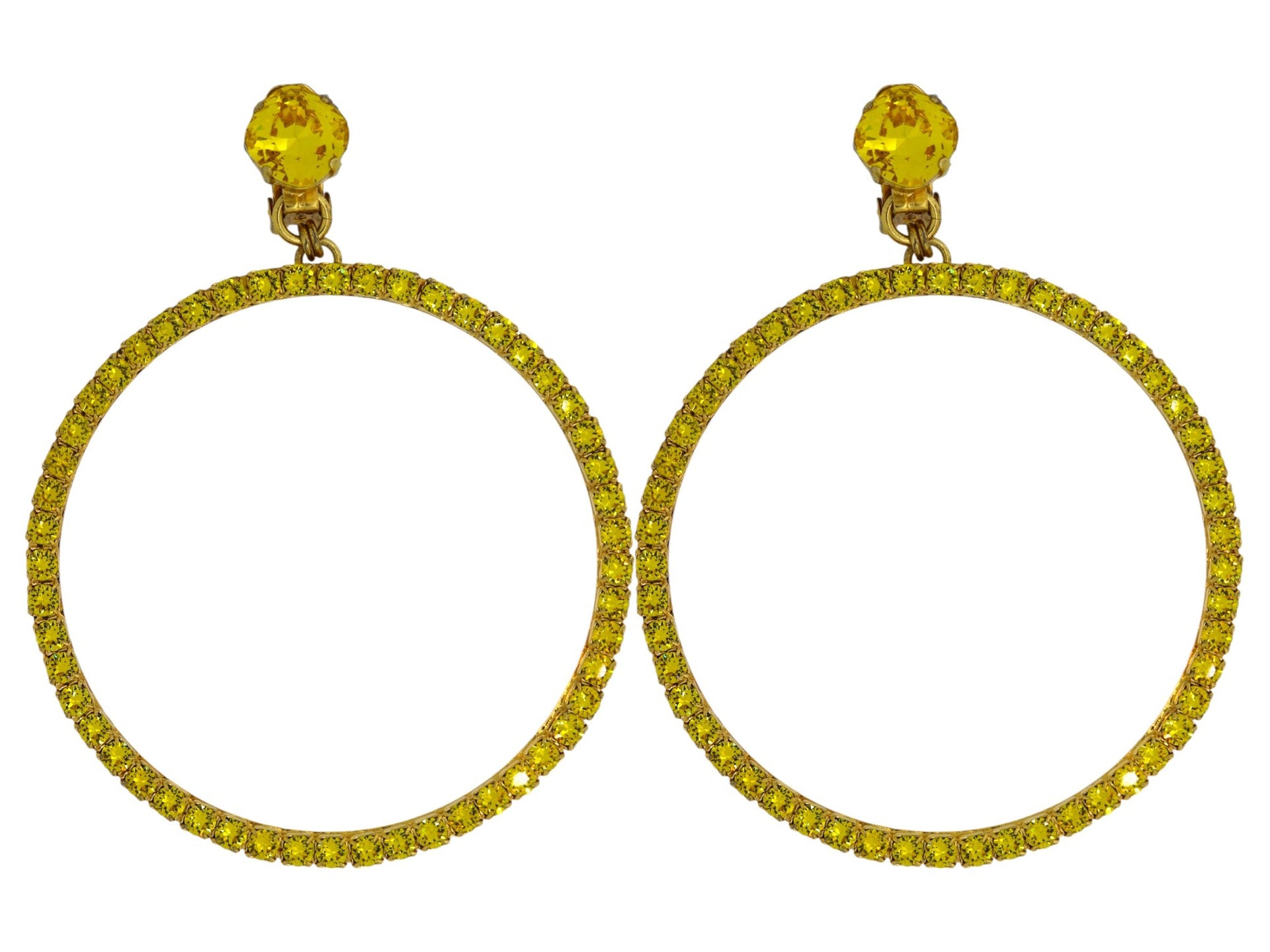 The Large Yellow Hoop Earrings In Gold - Pierced