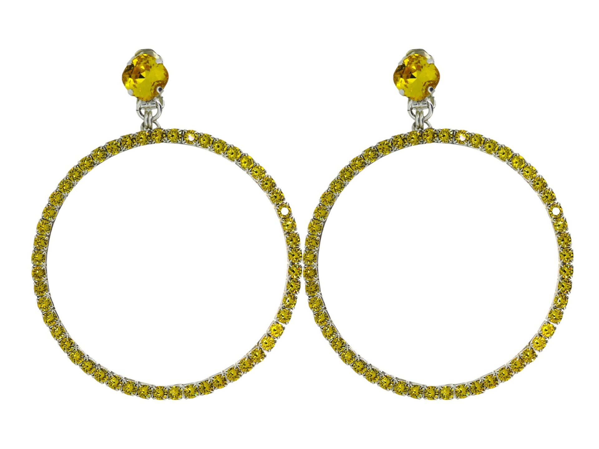 The Large Yellow Hoop Earrings In Platinum - Pierced