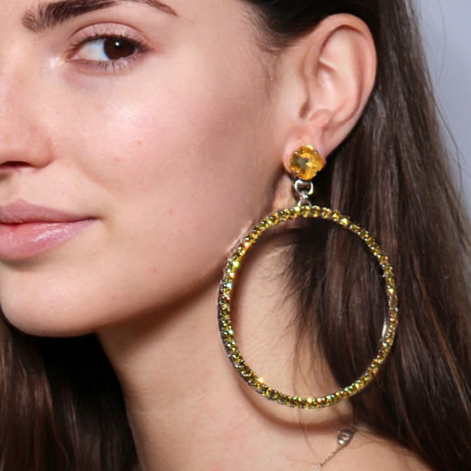 The Large Yellow Hoop Earrings In Platinum - Pierced