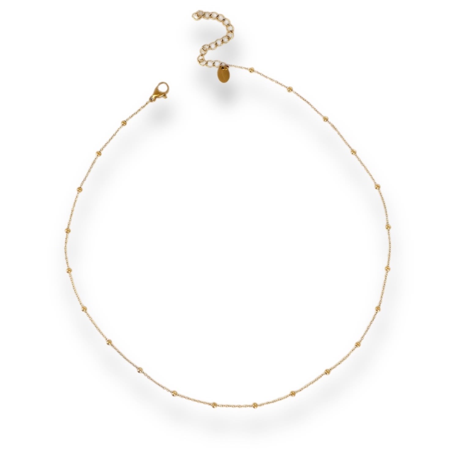 The Liane Dainty Beaded Chain Tarnish Free Gold Adjustable Length Necklace
