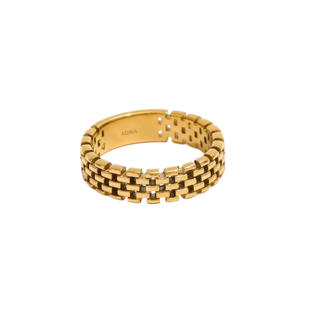 The Links Band Gold Plated Stainless Steel Ring