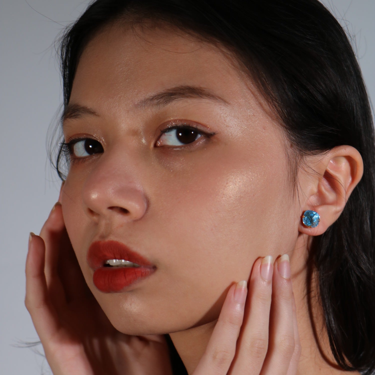 The Little Blue Stud In Gold