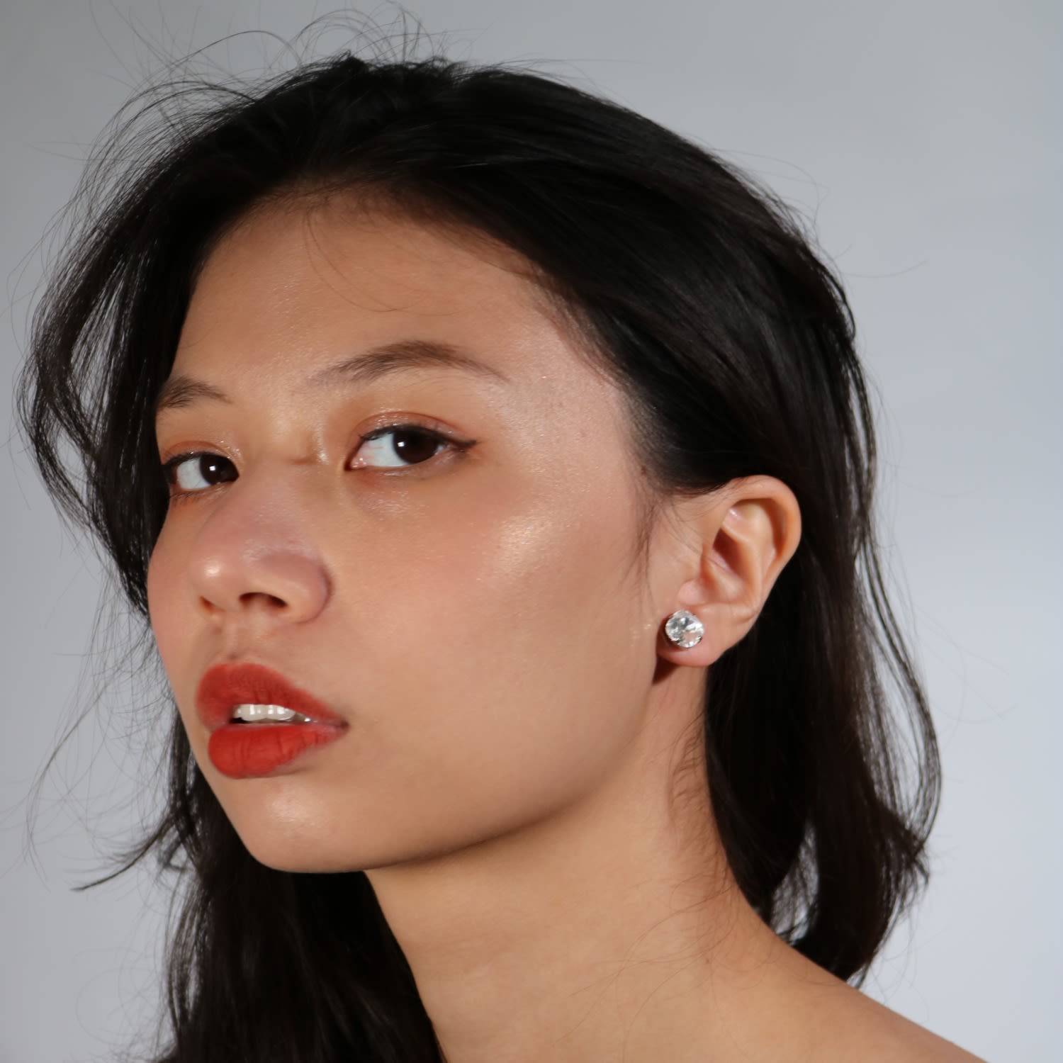 The Little Clear Stud In Platinum